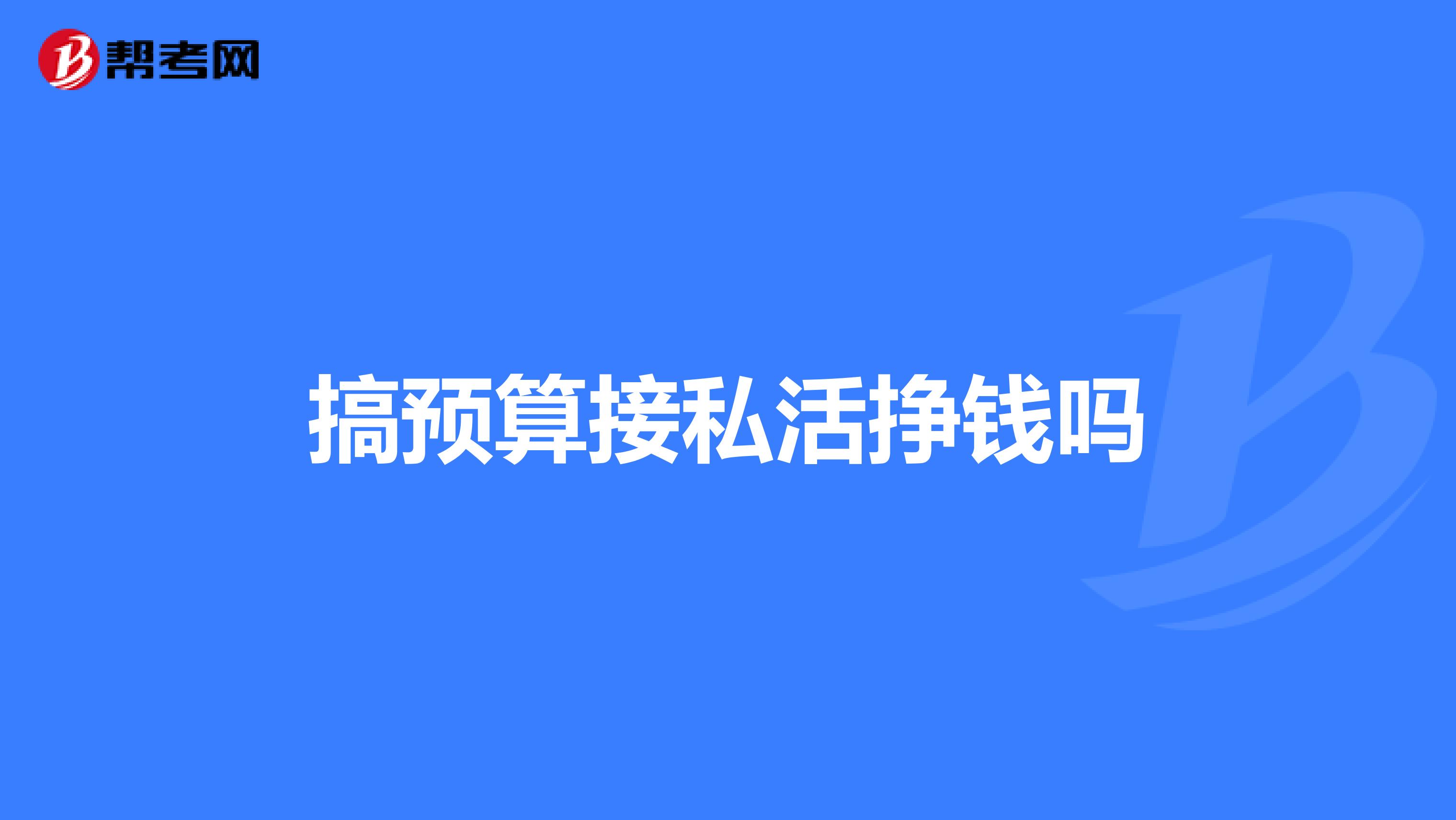 搞预算接私活挣钱吗