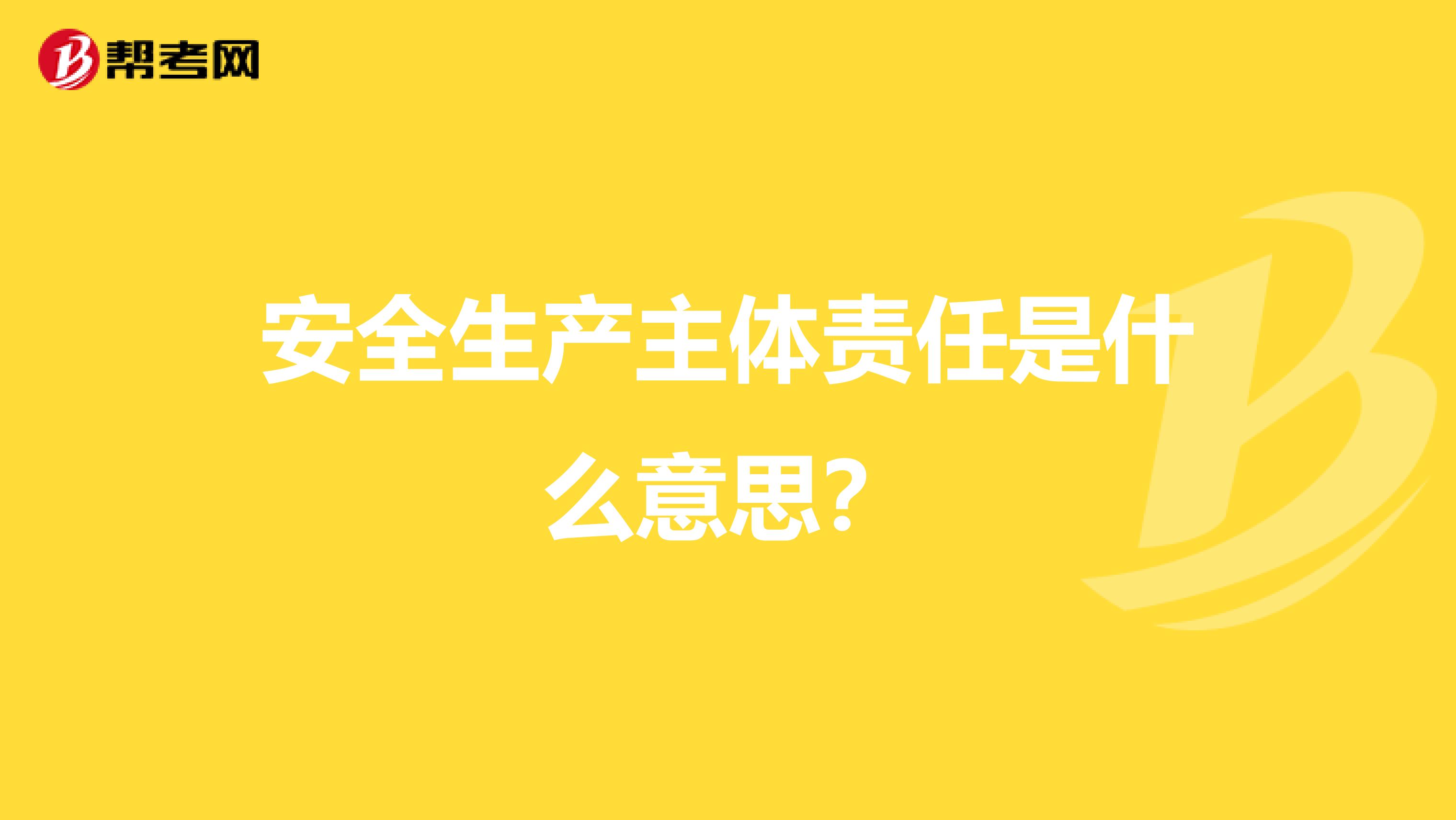 安全生产主体责任是什么意思?