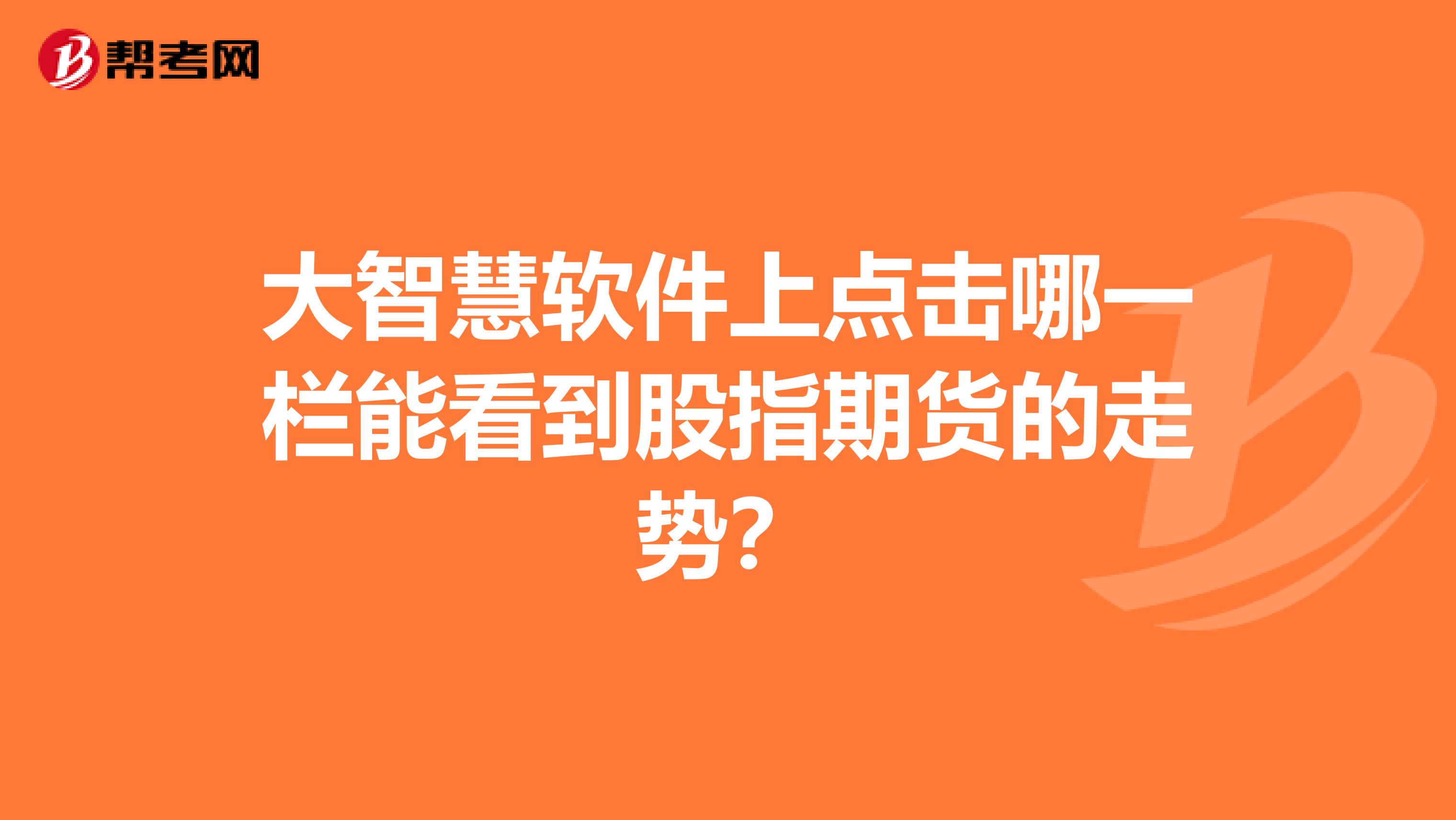 大智慧软件上点击哪一栏能看到股指期货的走势?