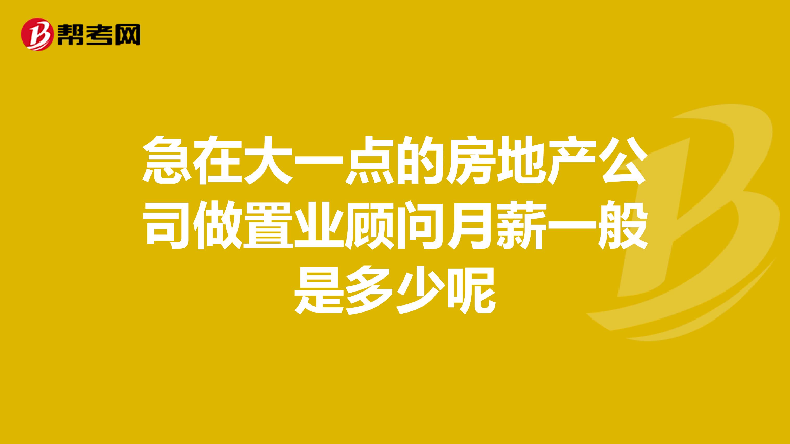 急在大一点的房地产公司做置业顾问月薪一般是多少呢
