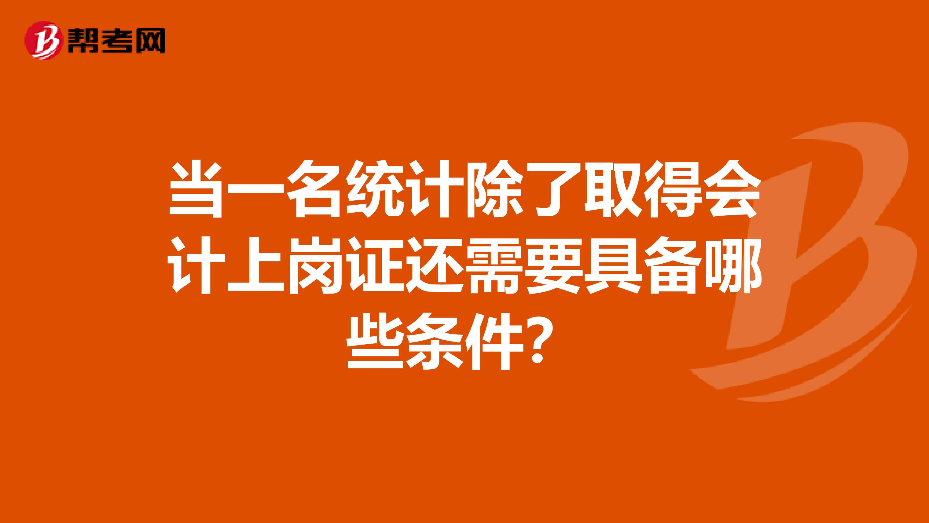 当一名统计除了取得会计上岗证还需要具备哪些条件？