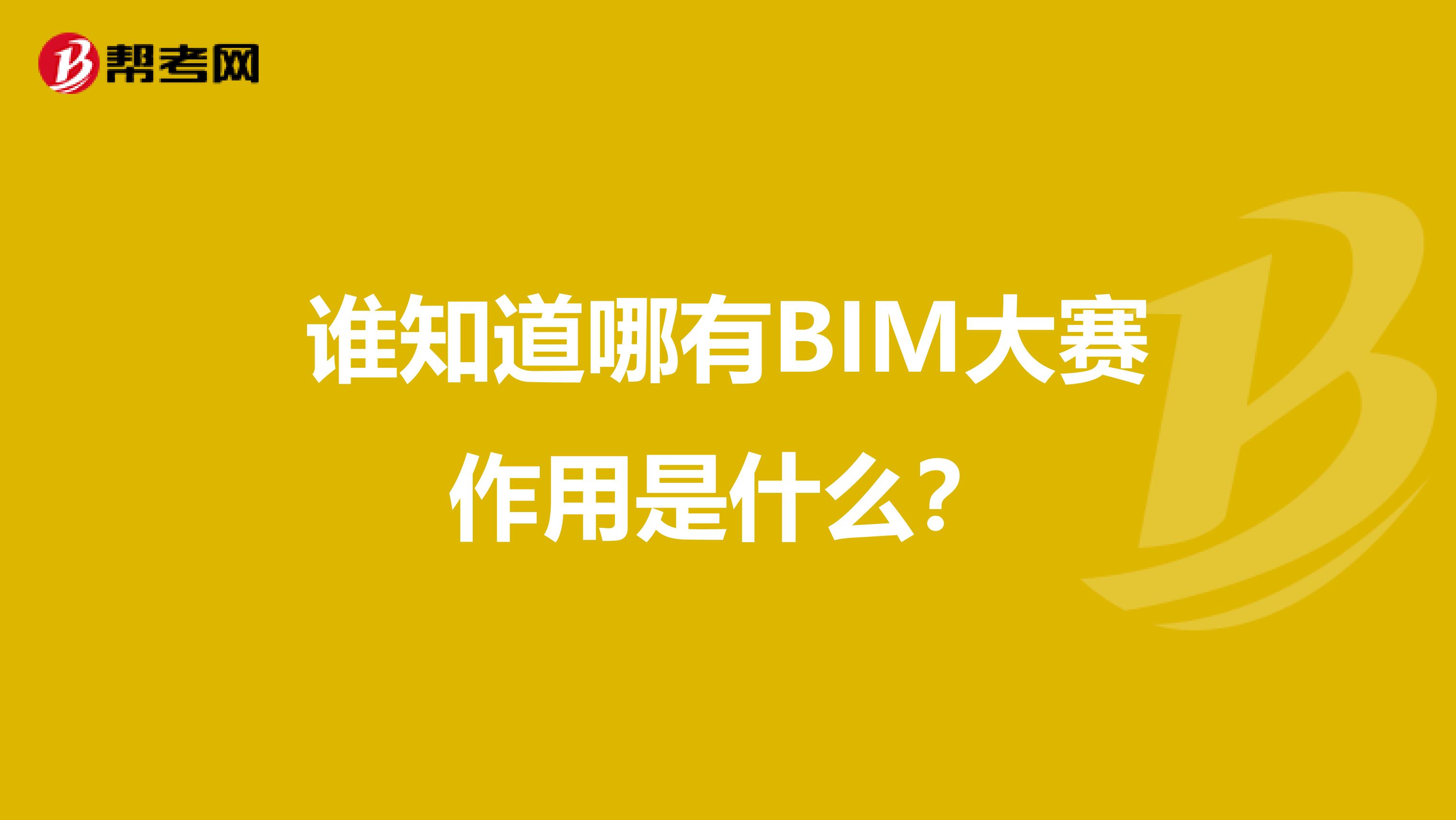 谁知道哪有BIM大赛作用是什么？