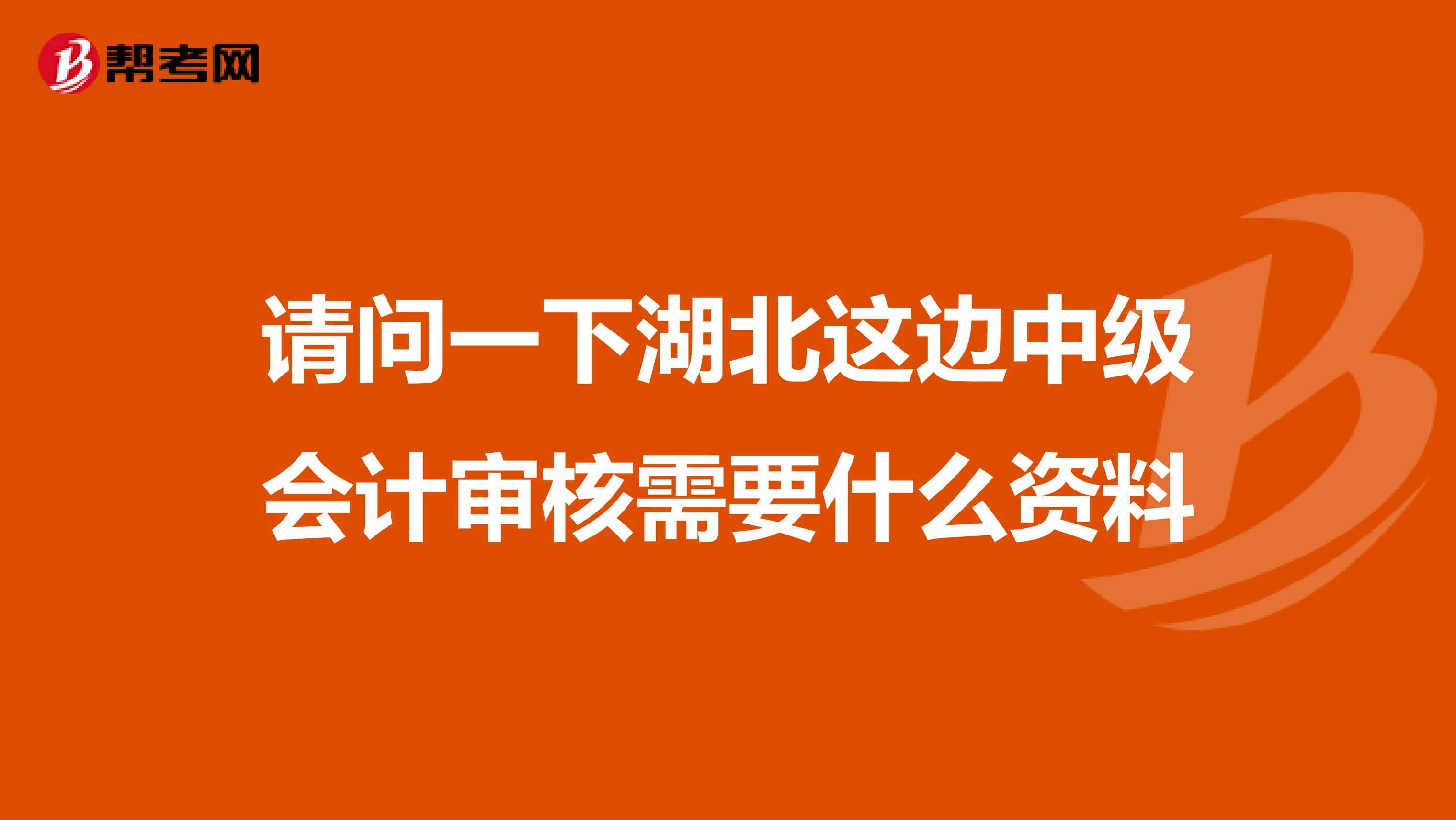 请问一下湖北这边中级会计审核需要什么资料