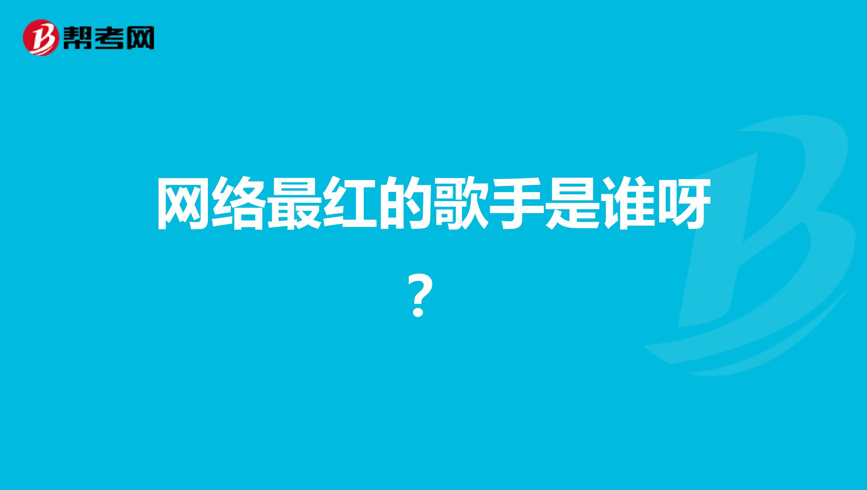 网络最红的歌手是谁呀?