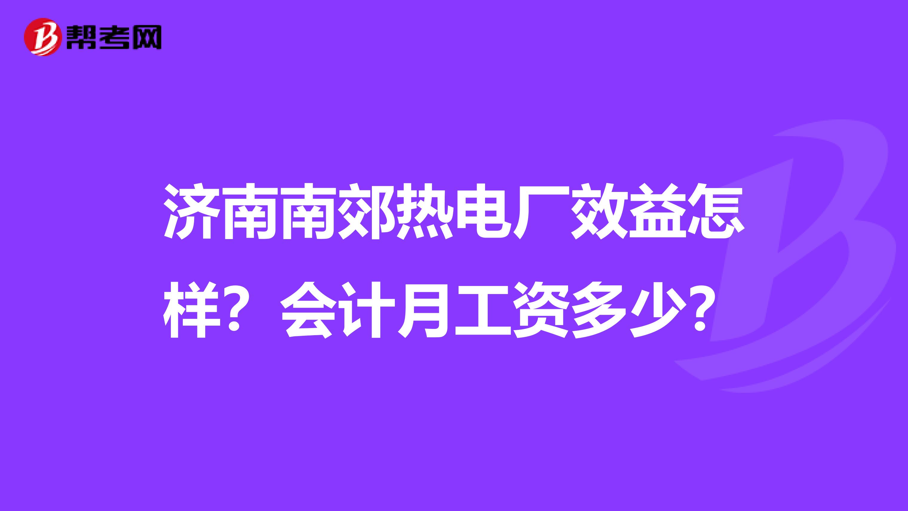 济南南郊热电厂效益怎样？会计月工资多少？