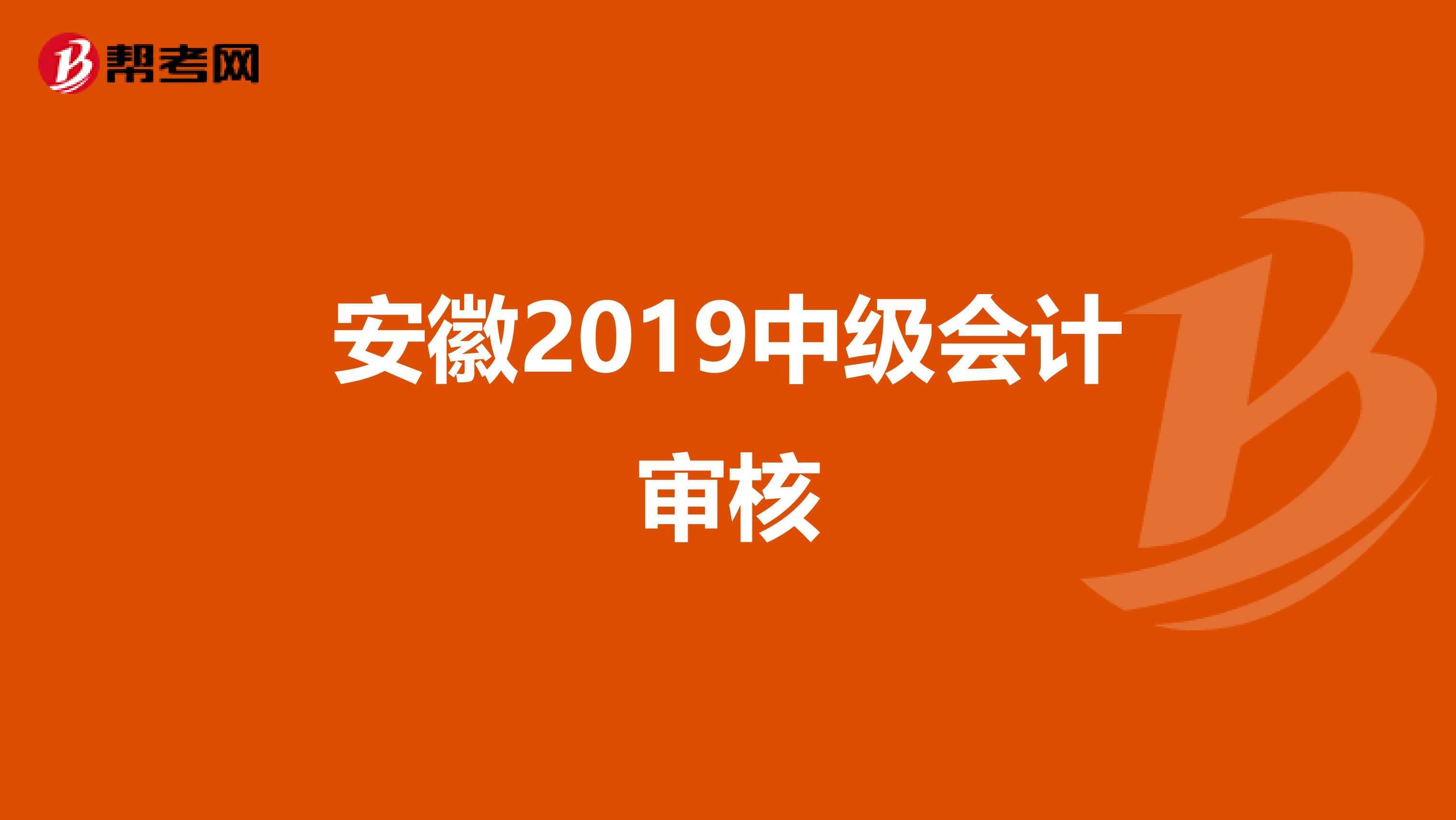 安徽2019中级会计审核