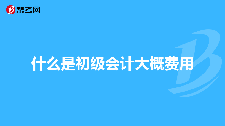 什么是初级会计大概费用