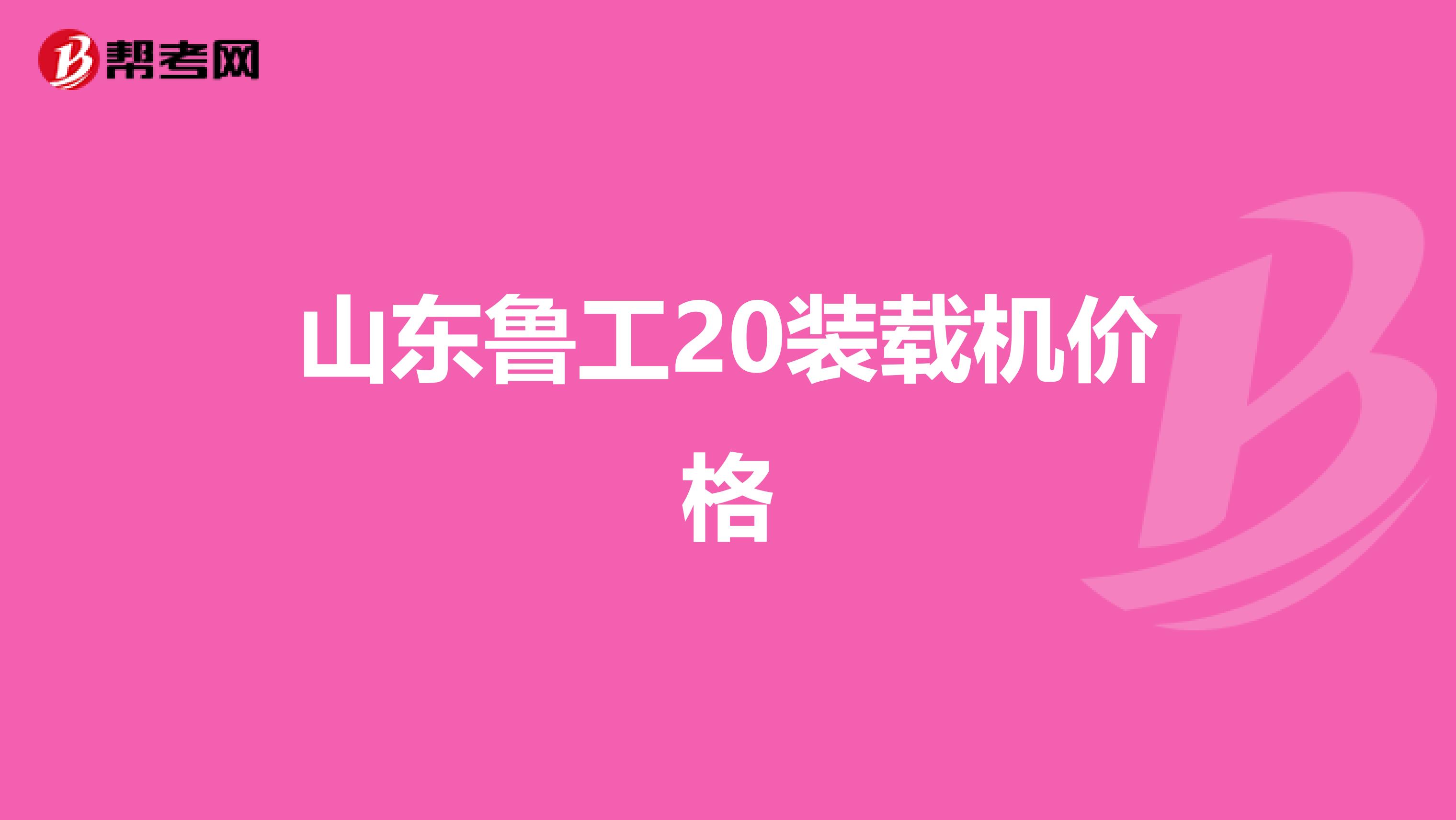 山东鲁工20装载机价格