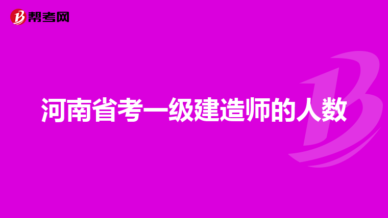 河南省考一级建造师的人数