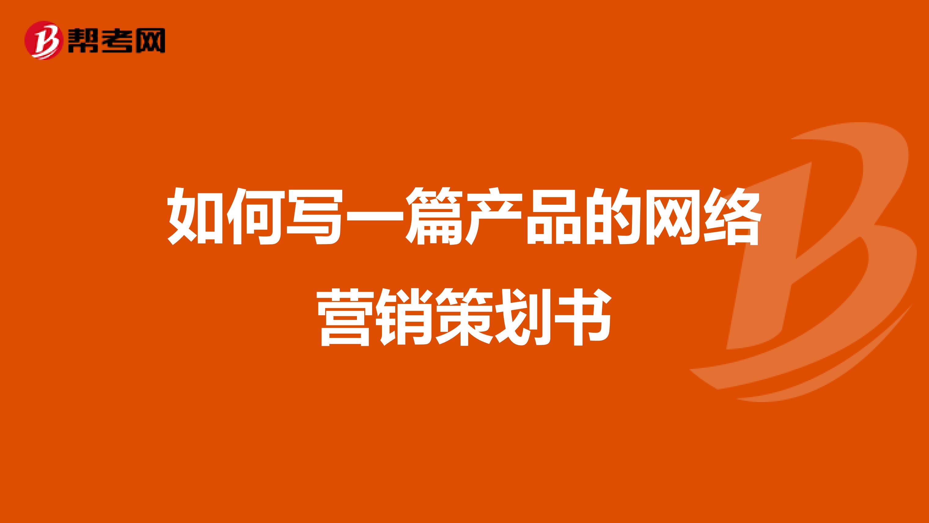 如何写一篇产品的网络营销策划书