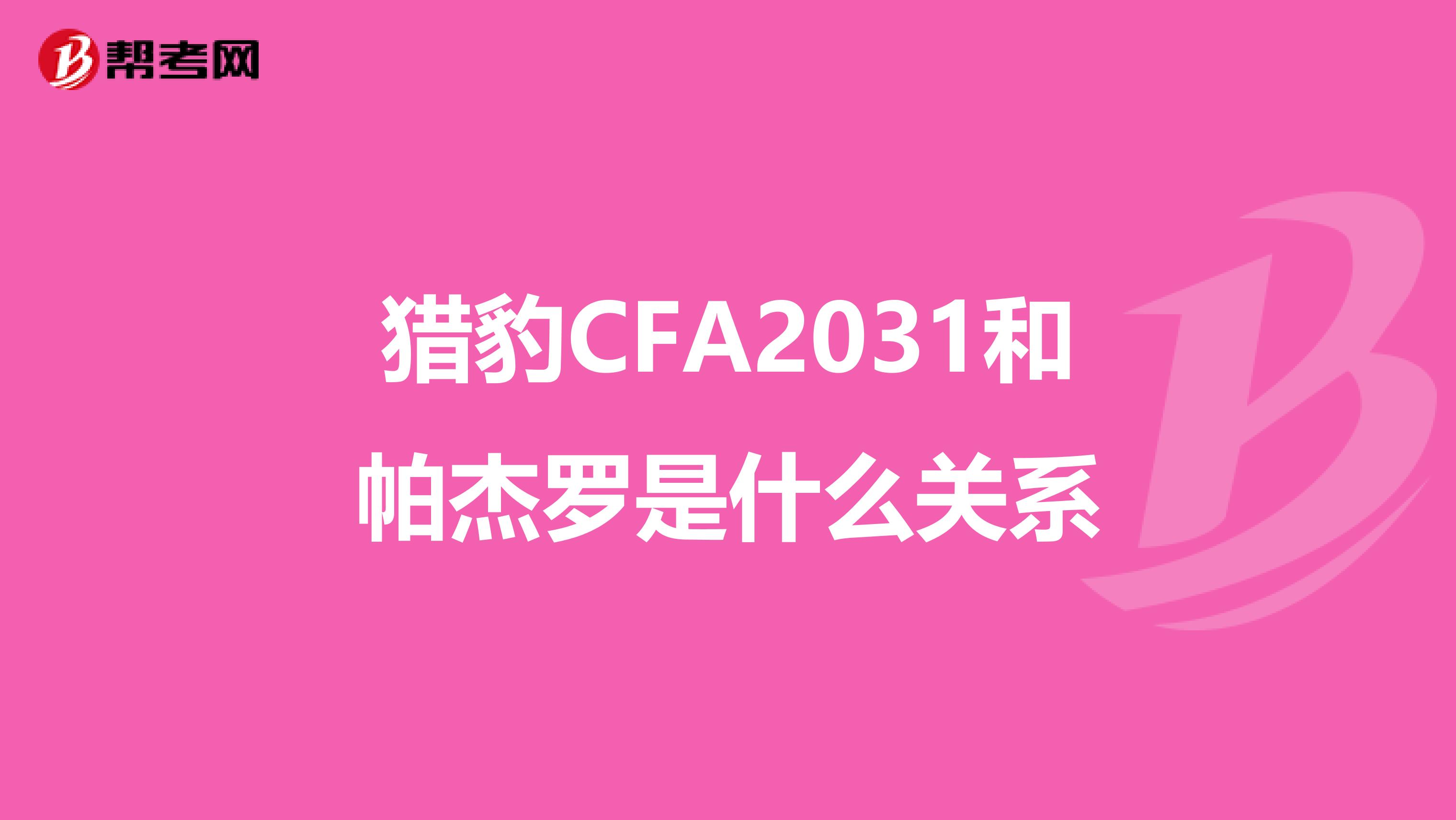 猎豹CFA2031和帕杰罗是什么关系