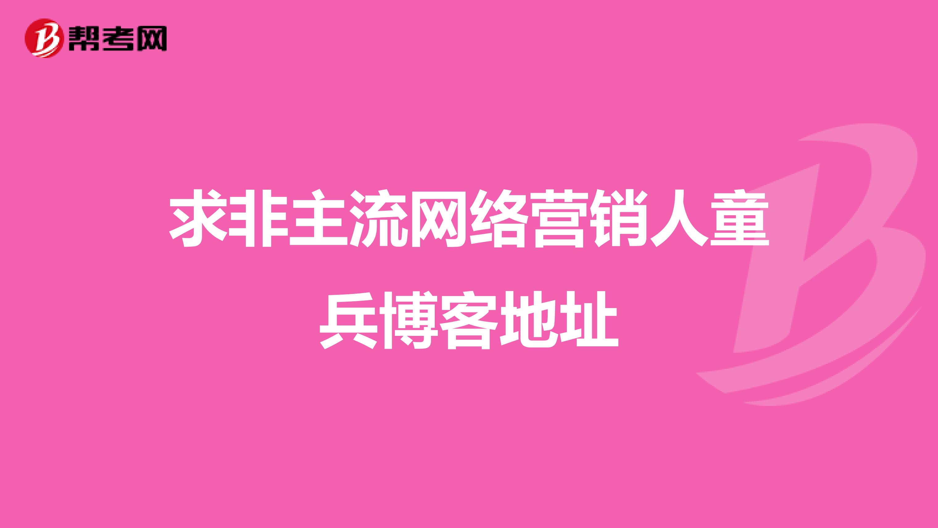 求非主流网络营销人童兵博客地址