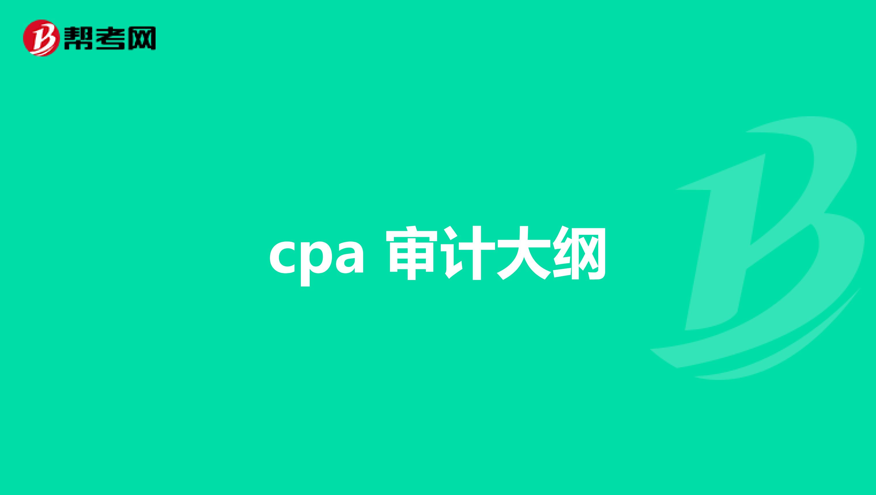 cpa 审计大纲