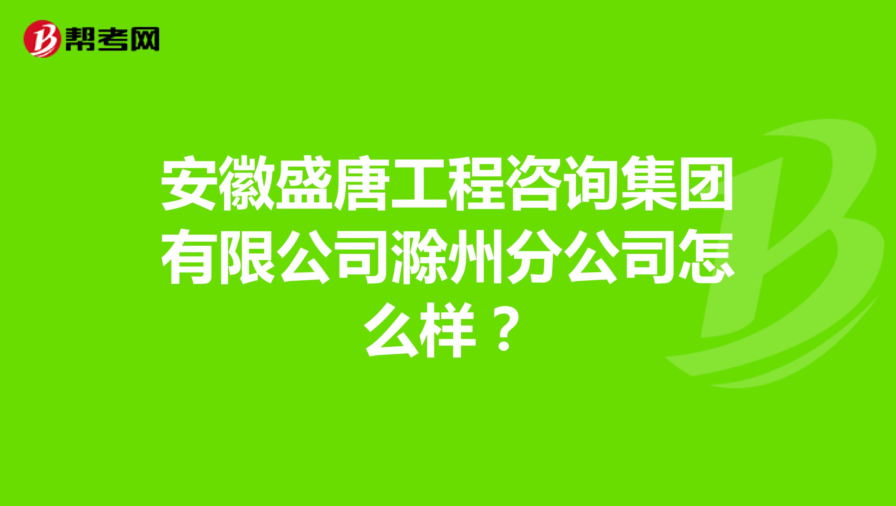 安徽盛唐工程咨询集团有限公司滁州分公司怎么样？