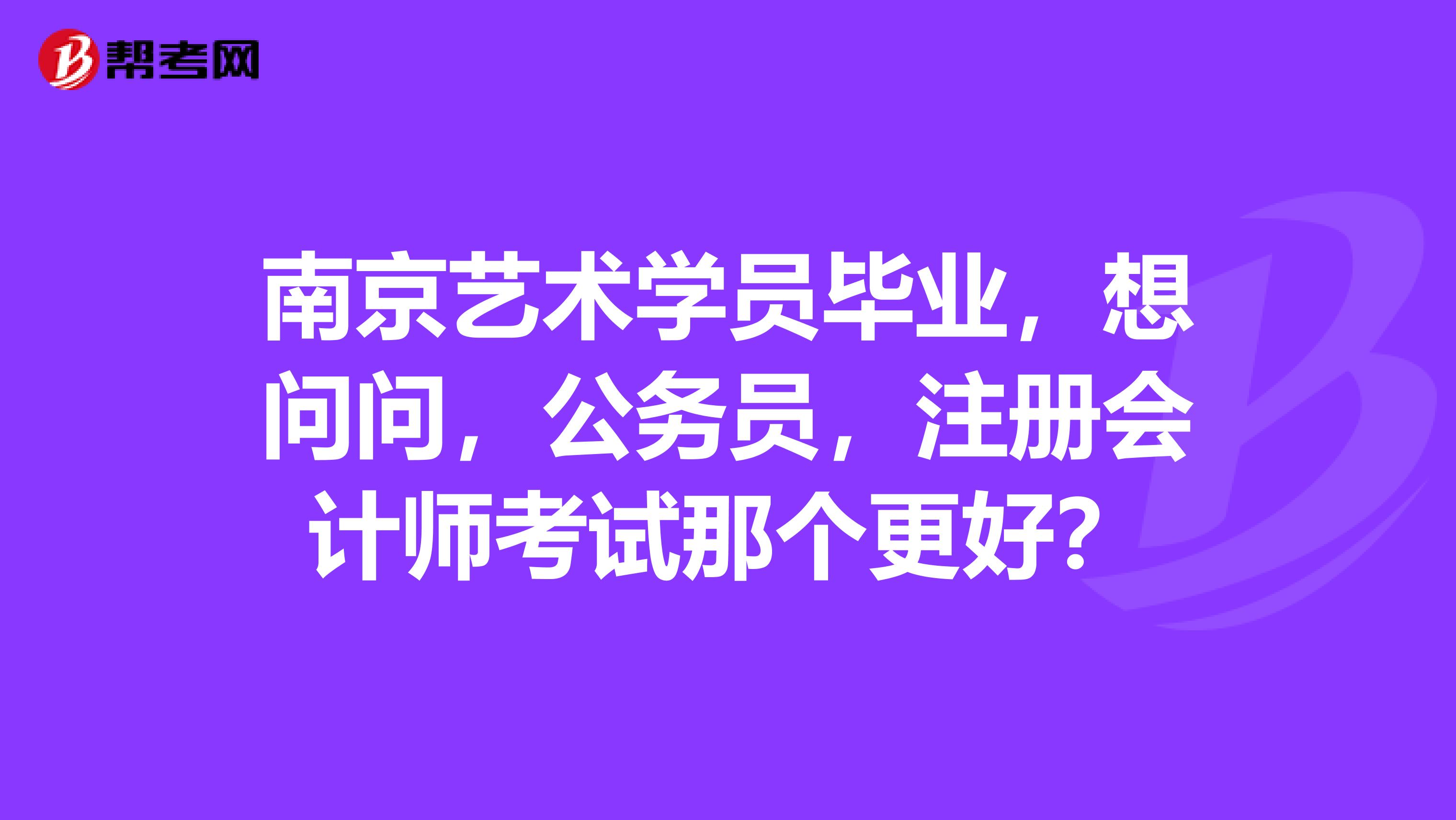 南京藝術學員畢業，想問問，公務員，注冊會計師考試那個更好？
