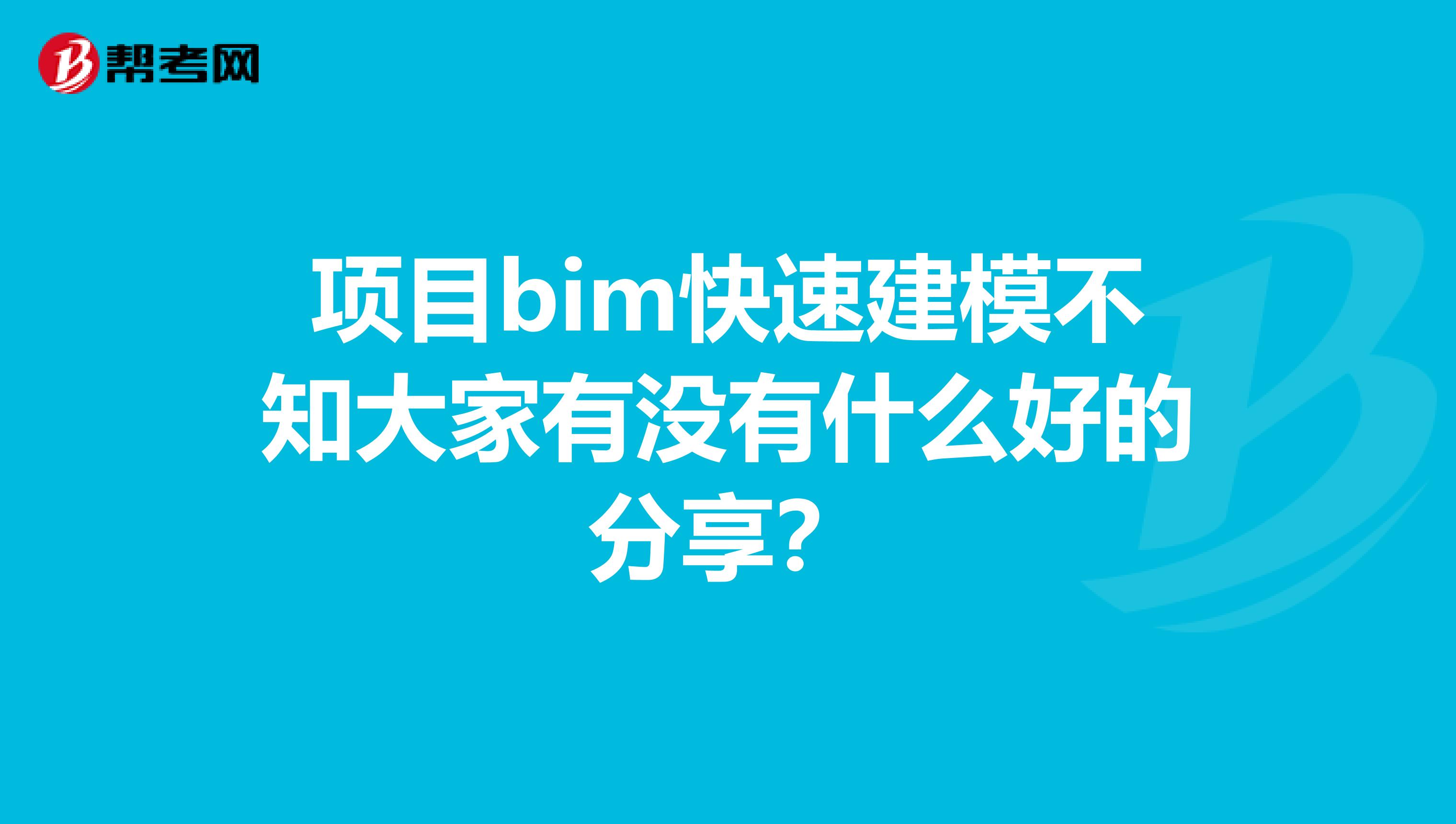 项目bim快速建模不知大家有没有什么好的分享？