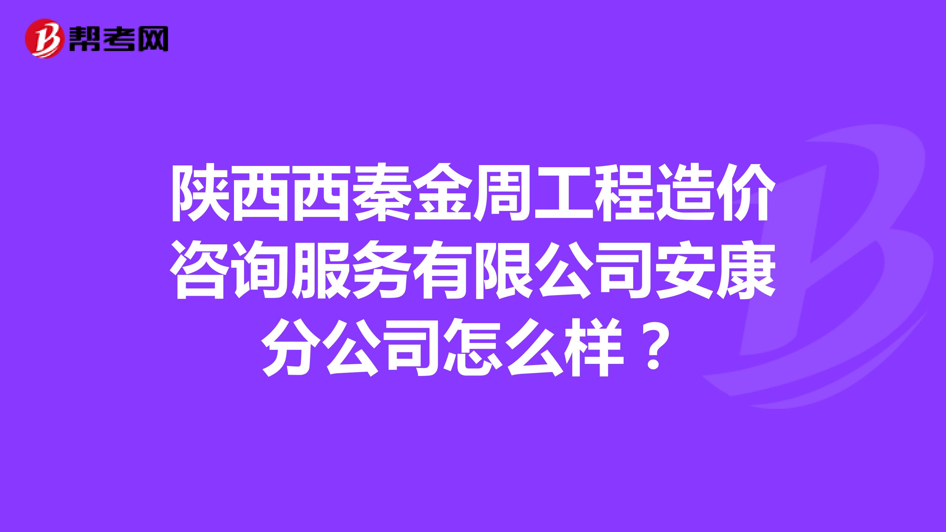 陕西西秦金周工程造价咨询服务有限公司安康分公司怎么样？