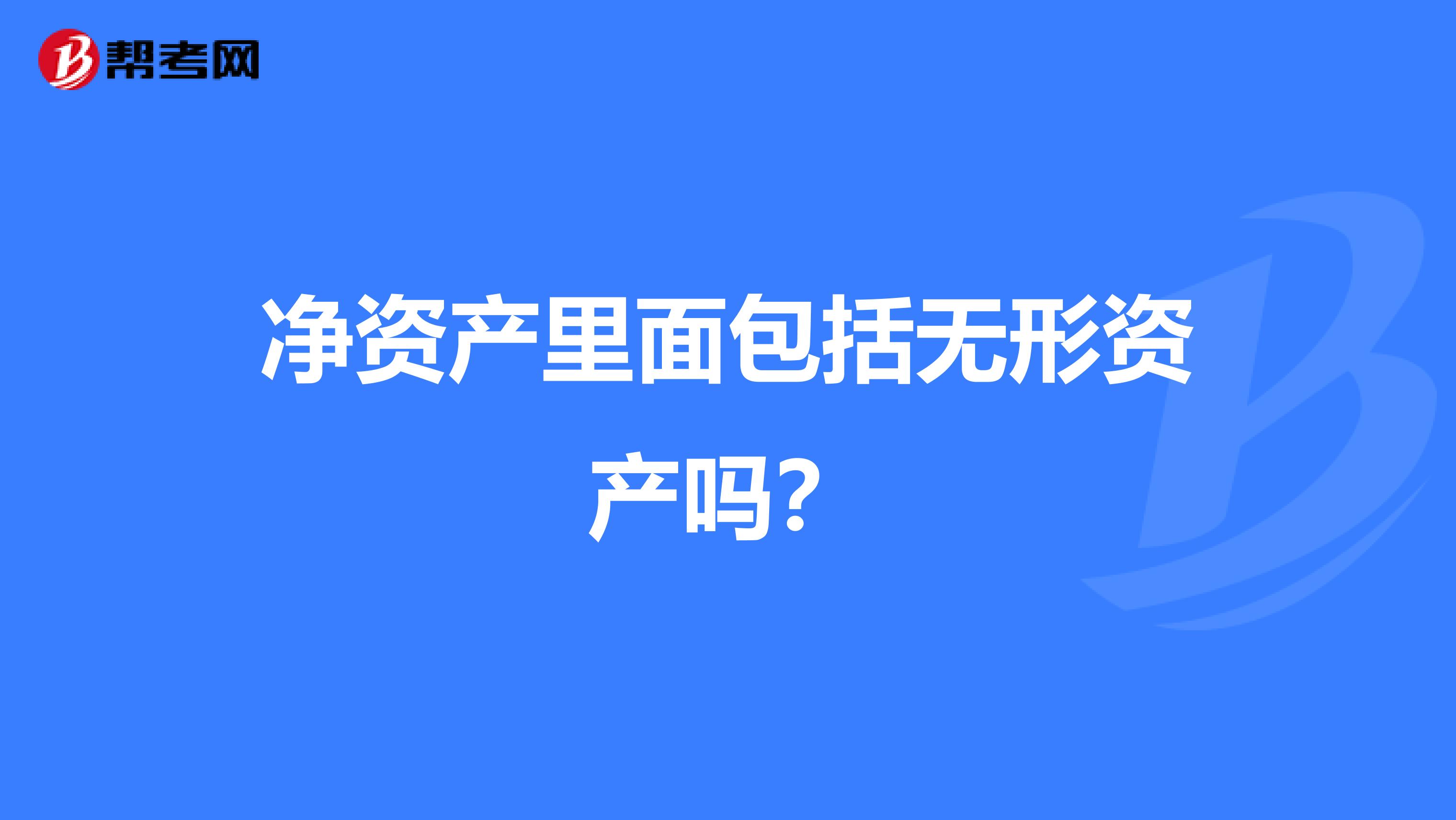 净资产里面包括无形资产吗？
