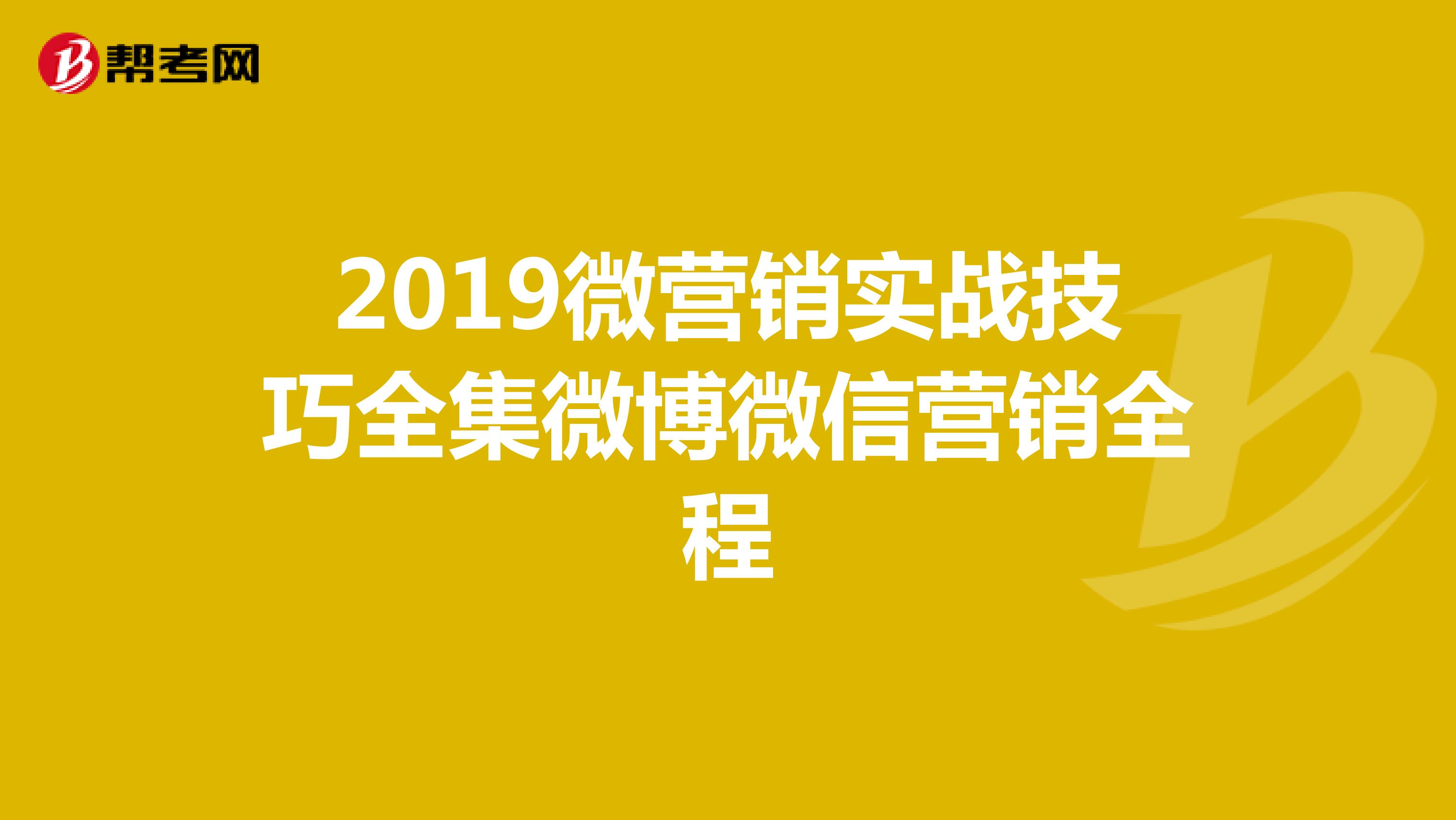 2019微营销实战技巧全集微博微信营销全程