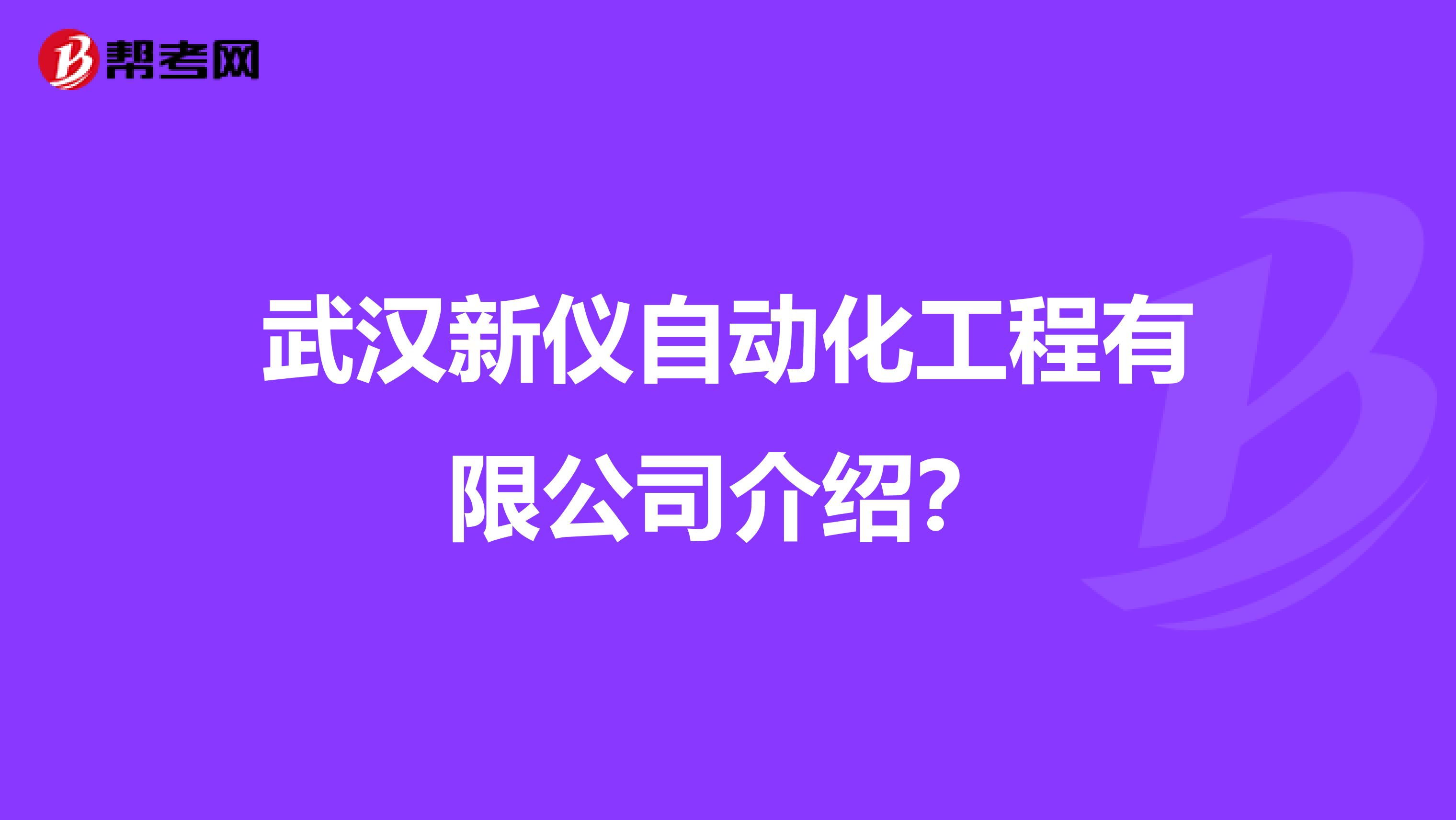 武汉新仪自动化工程有限公司介绍?