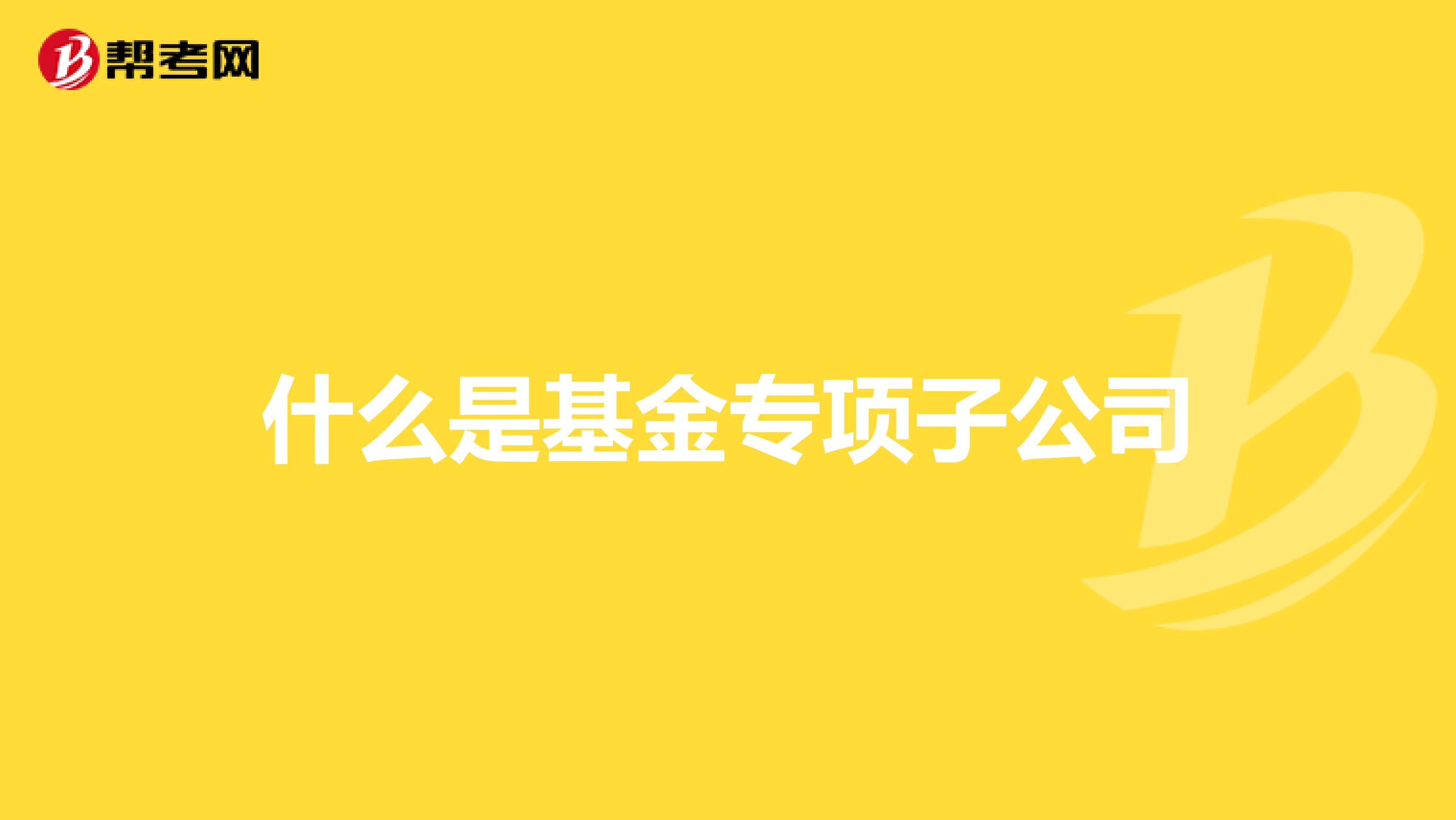 什么是基金专项子公司