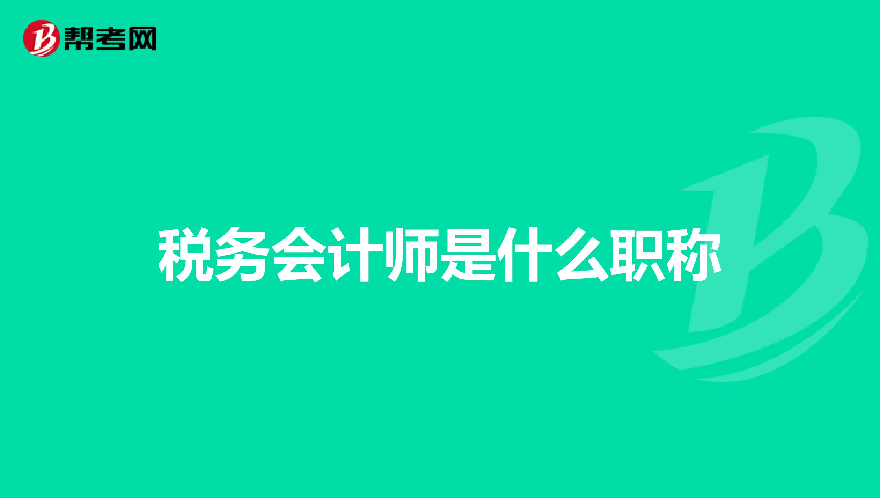 税务会计师是什么职称