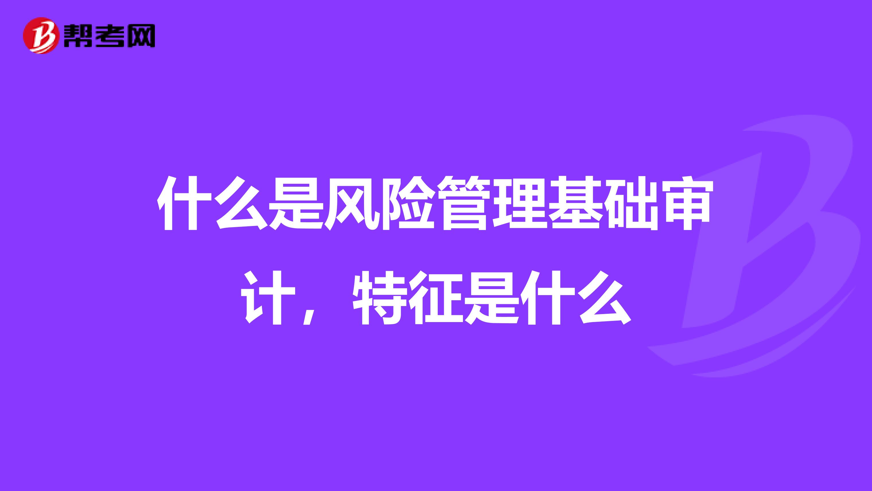 什么是风险管理基础审计,特征是什么