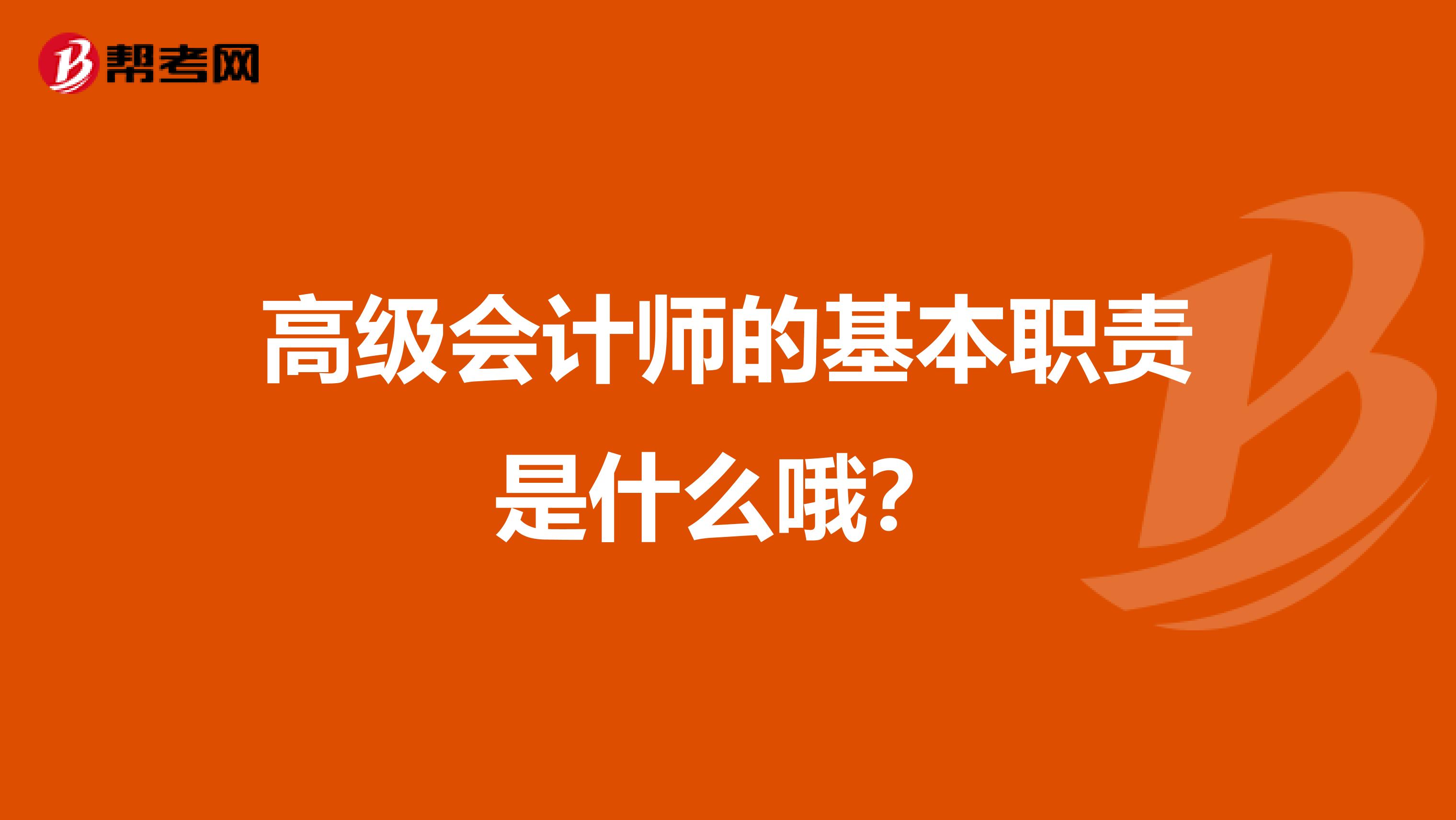 高级会计师的基本职责是什么哦？