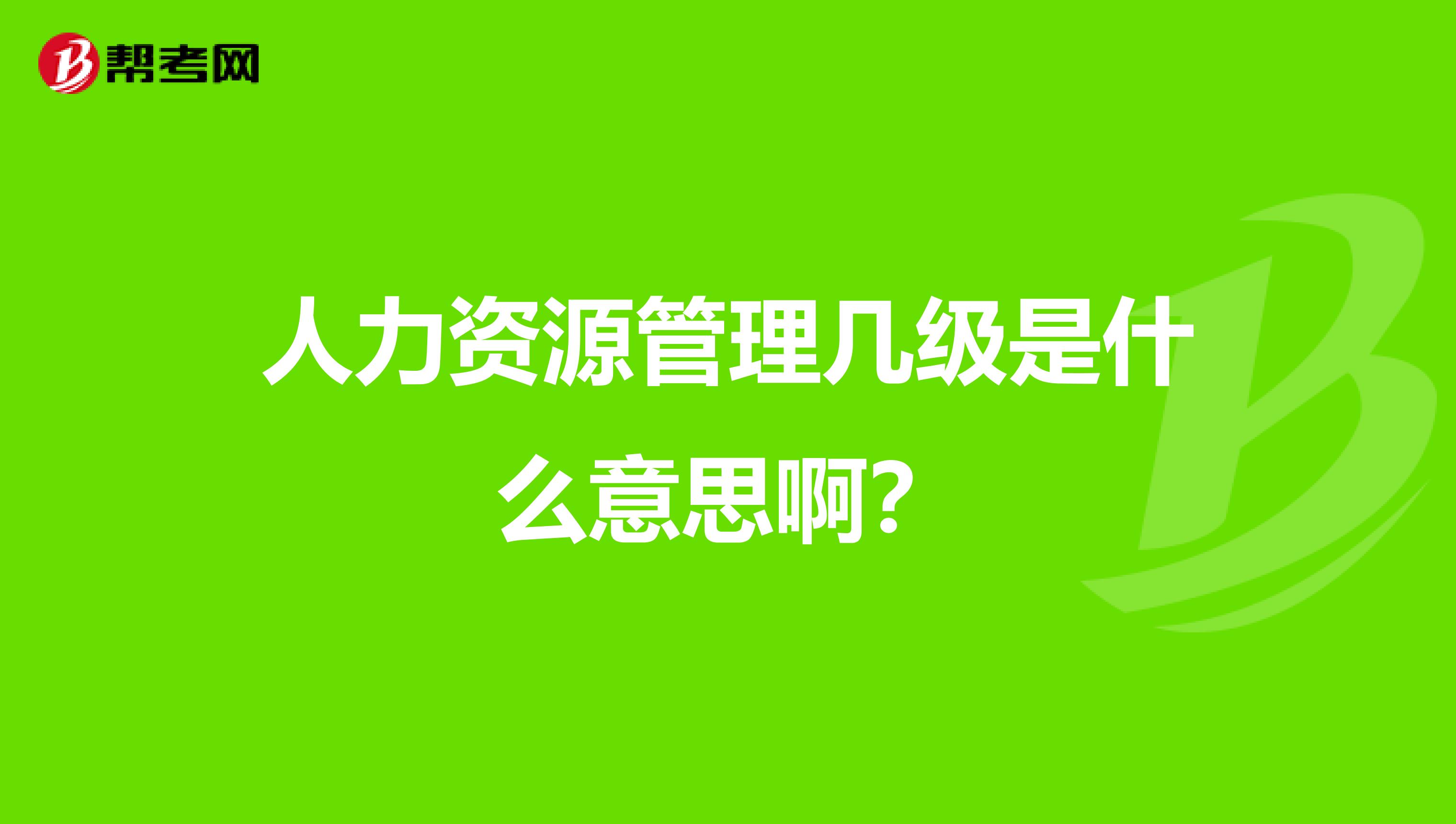 人力资源管理几级是什么意思啊?