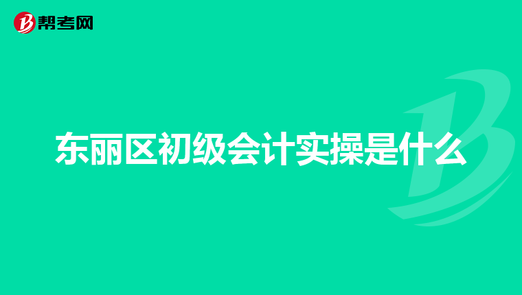 东丽区初级会计实操是什么