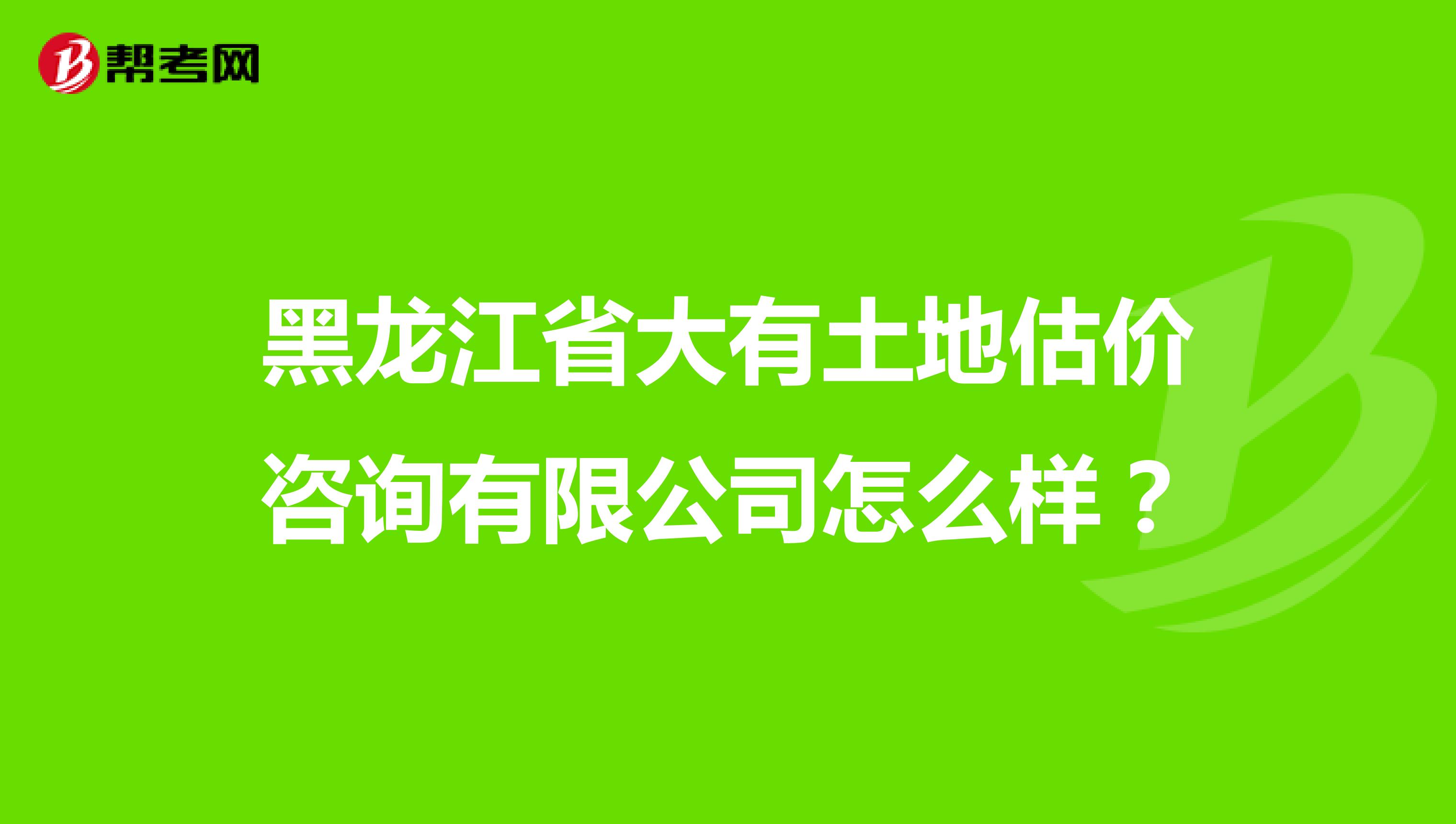 黑龙江省大有土地估价咨询有限公司怎么样?