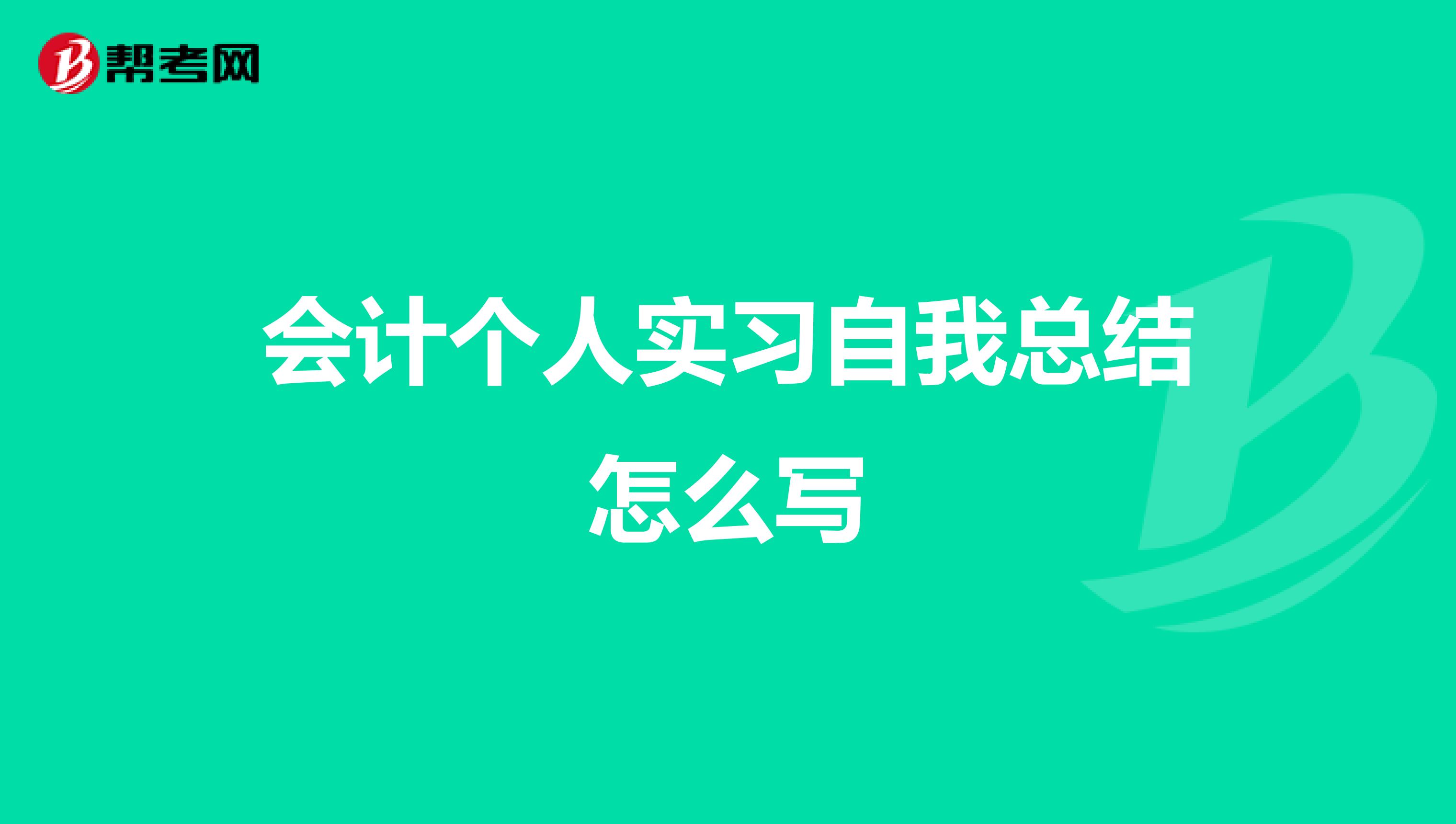 会计个人实习自我总结怎么写
