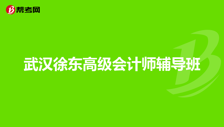 武汉徐东高级会计师辅导班