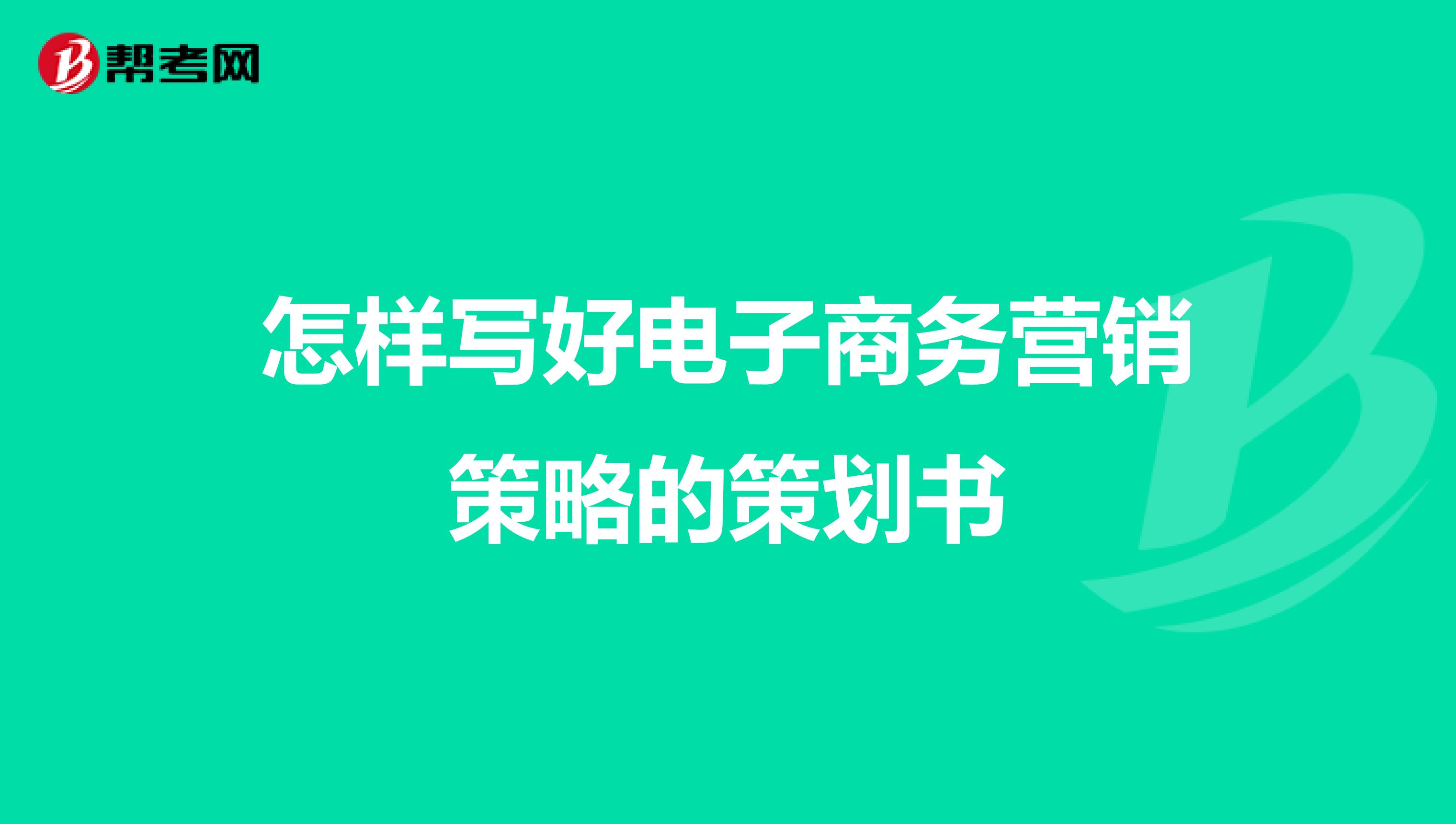怎样写好电子商务营销策略的策划书
