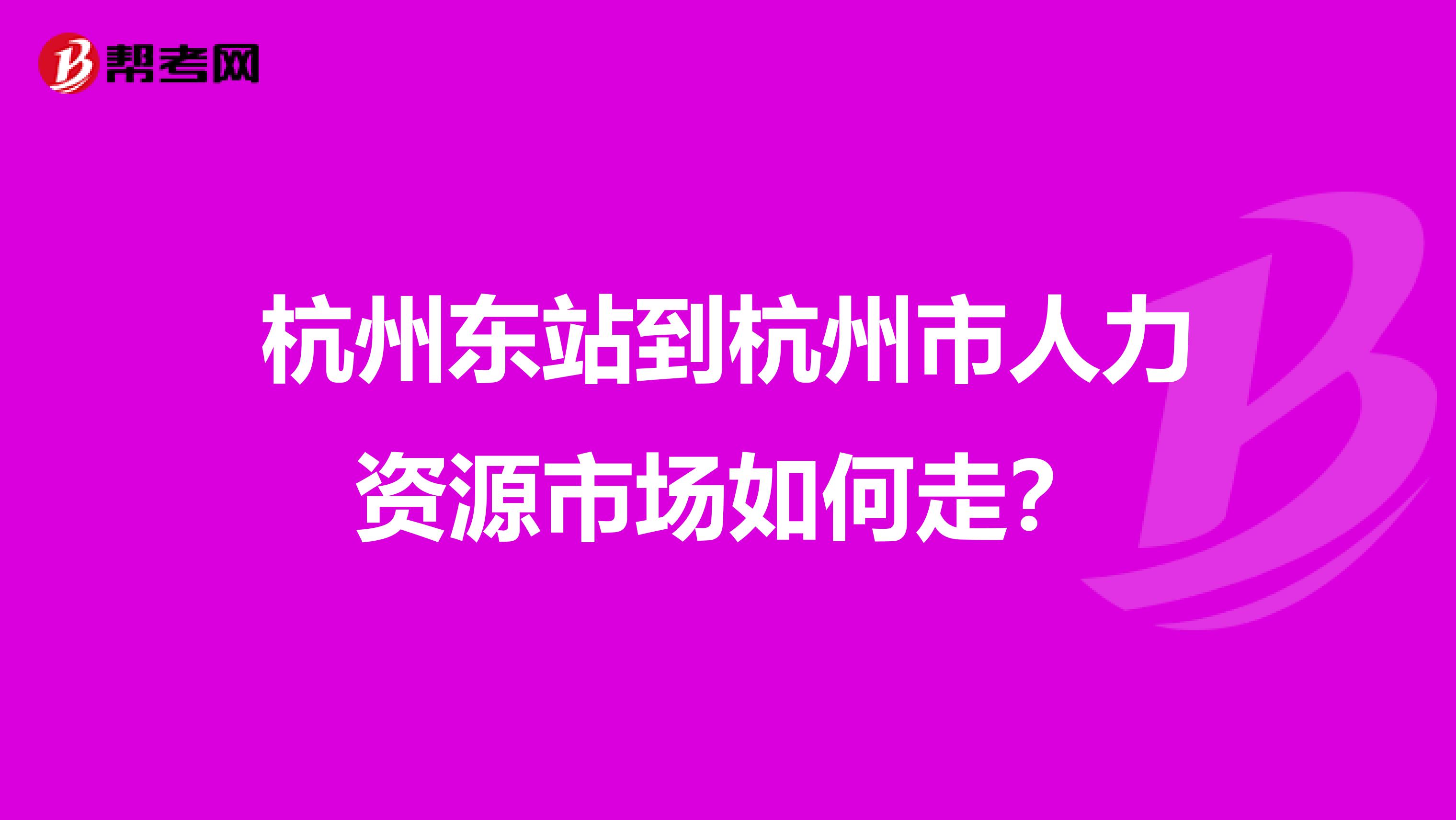 杭州东站到杭州市人力资源市场如何走?