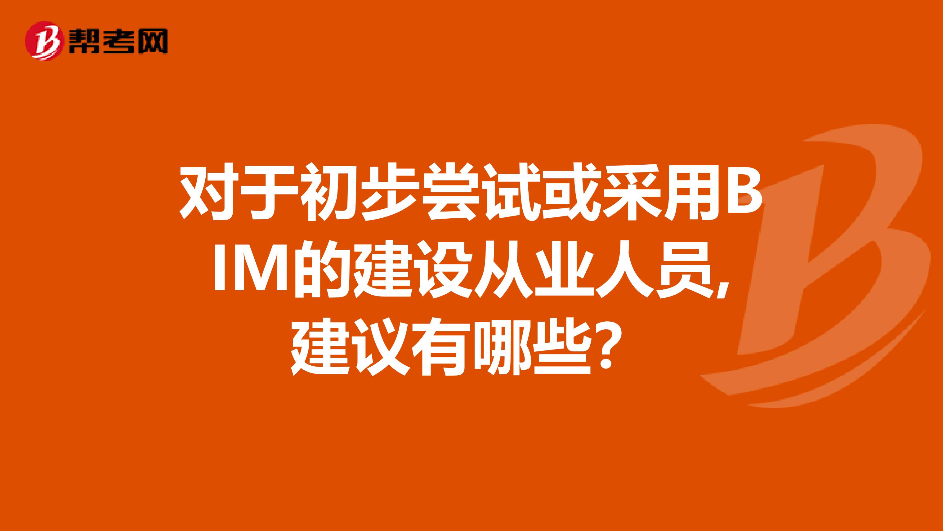 对于初步尝试或采用BIM的建设从业人员,建议有哪些？