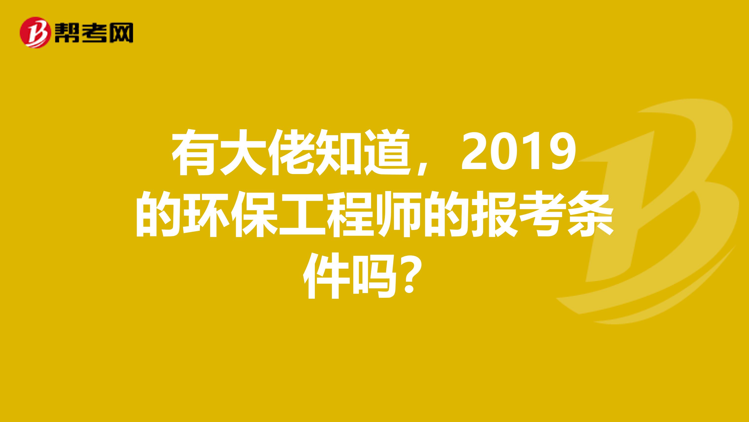有大佬知道,2019的环保工程师的报考条件吗?