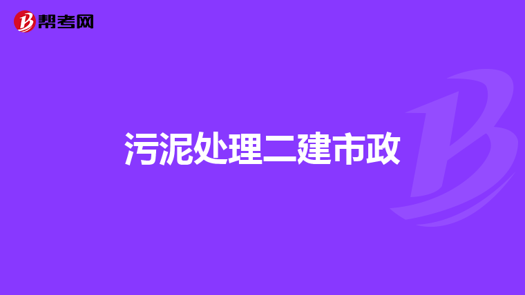 污泥处理二建市政