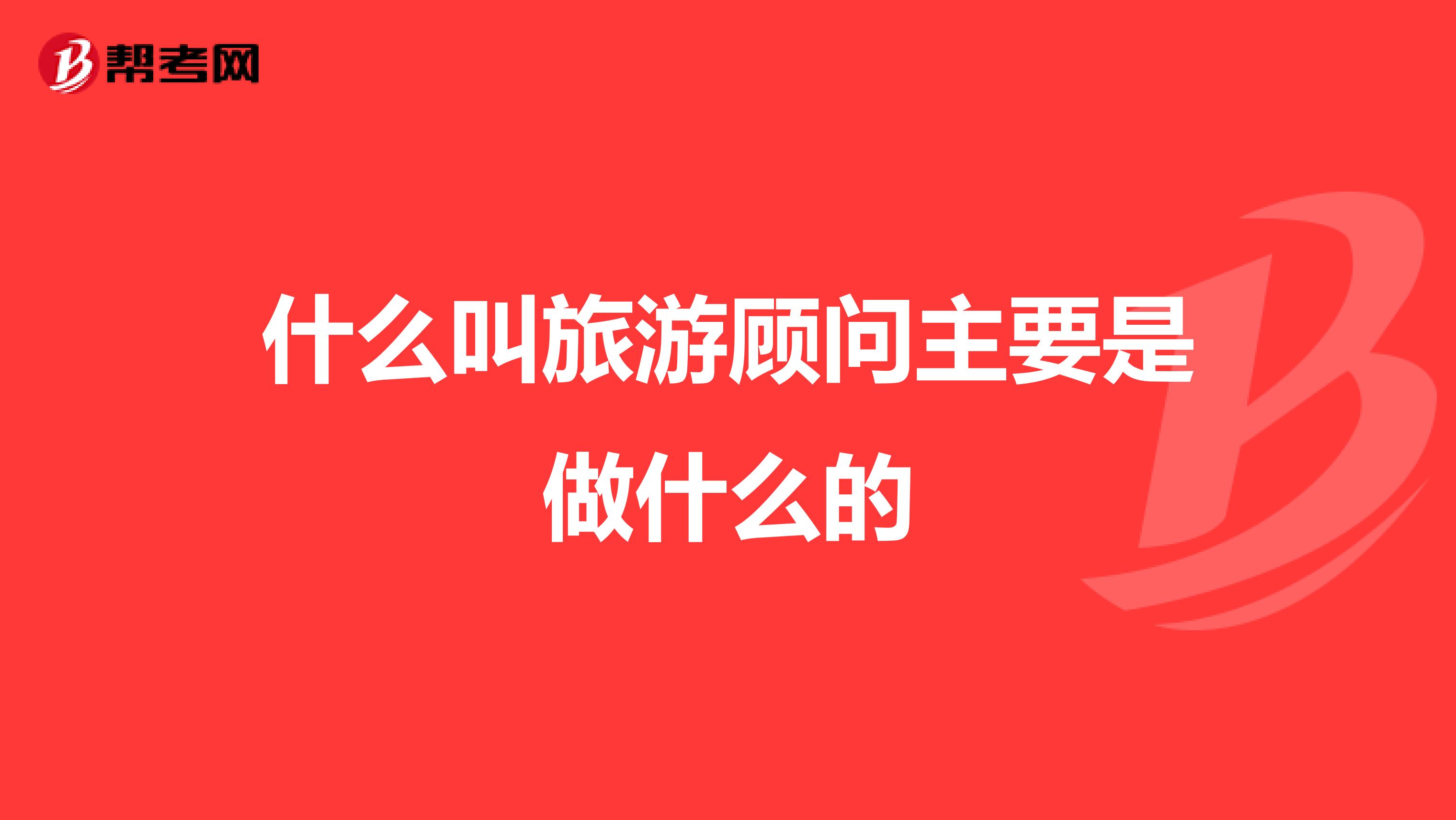 什么叫旅游顾问主要是做什么的