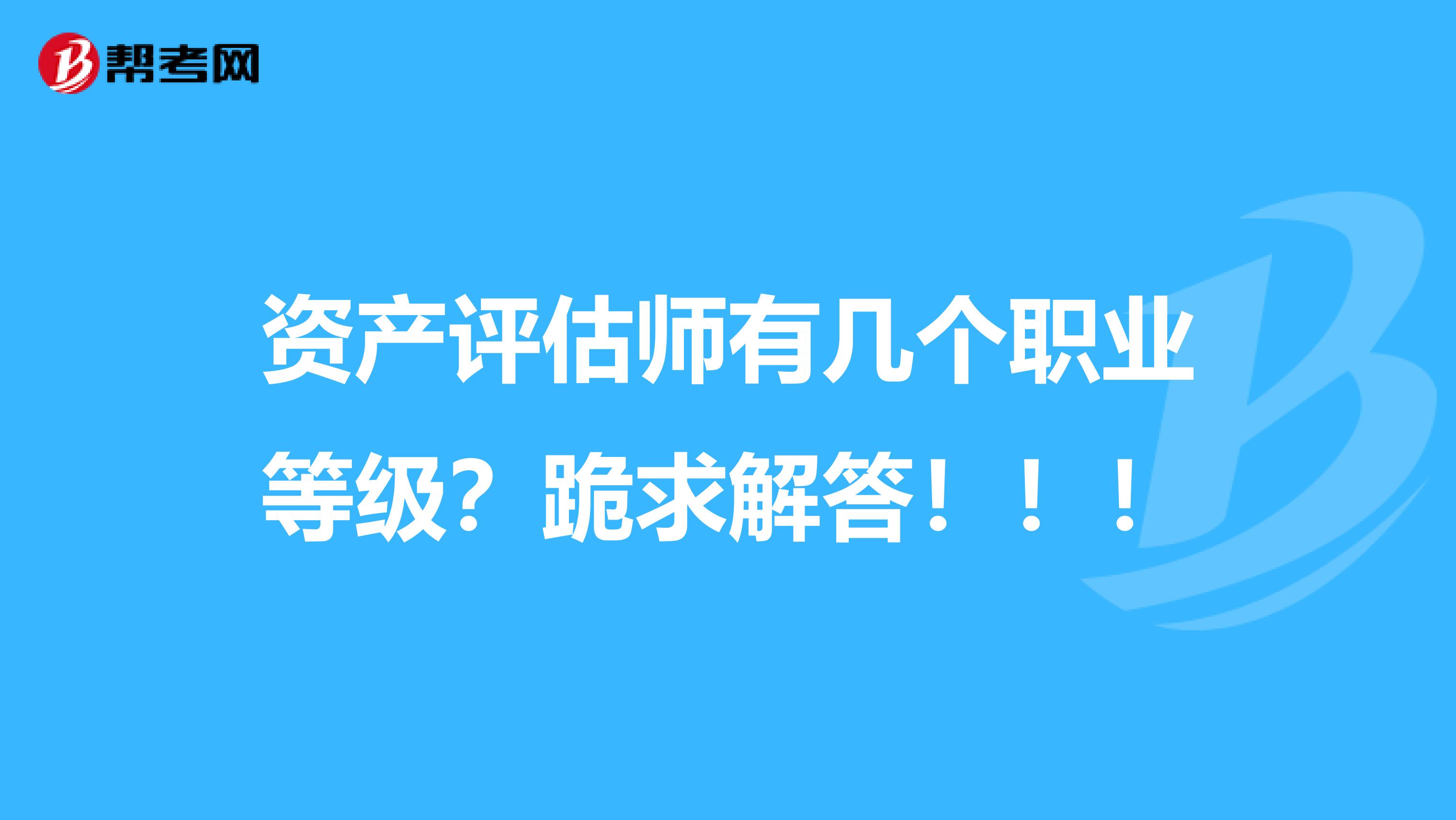 资产评估师有几个职业等级？跪求解答！！！