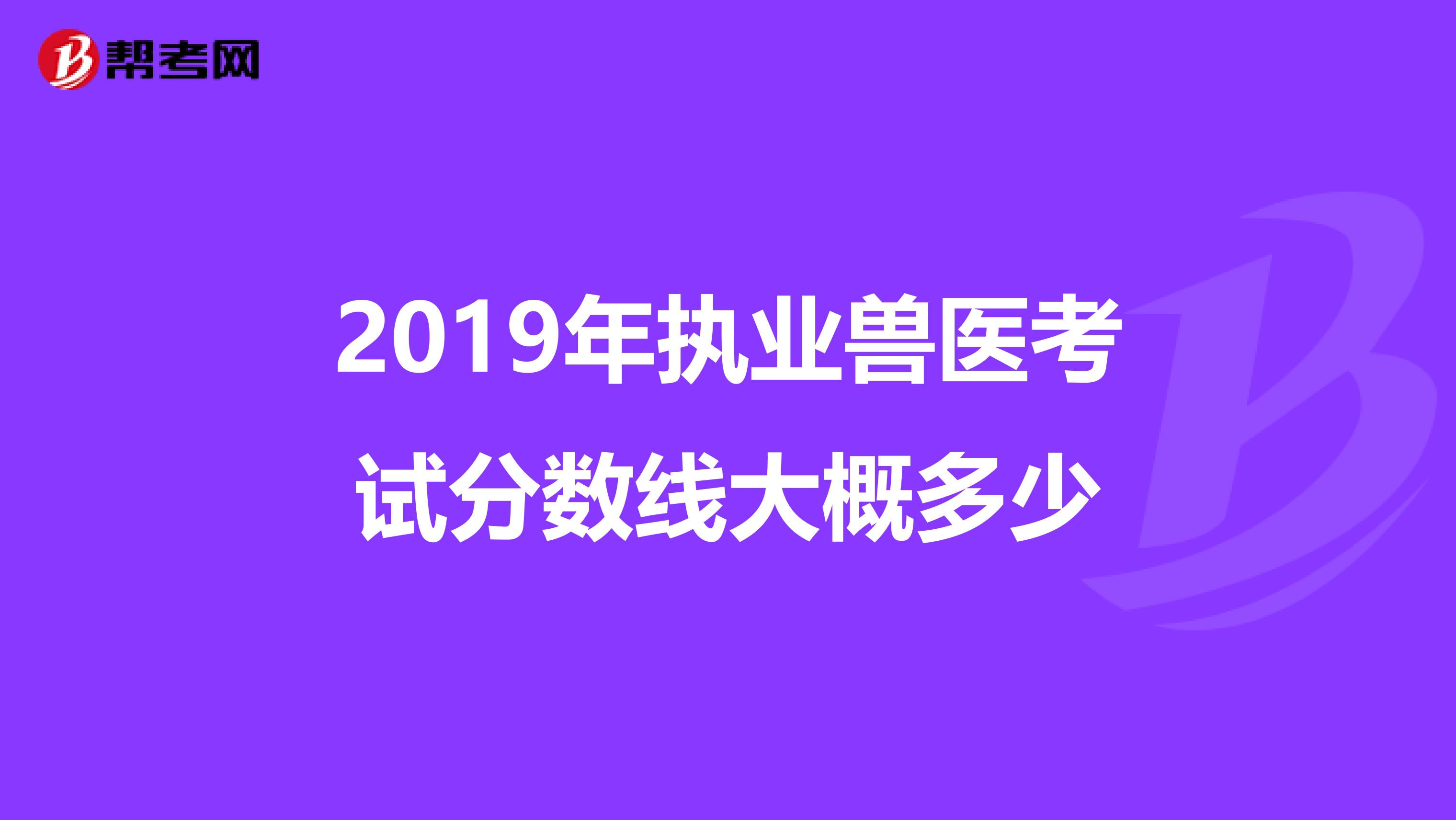 2019年执业兽医考试分数线大概多少