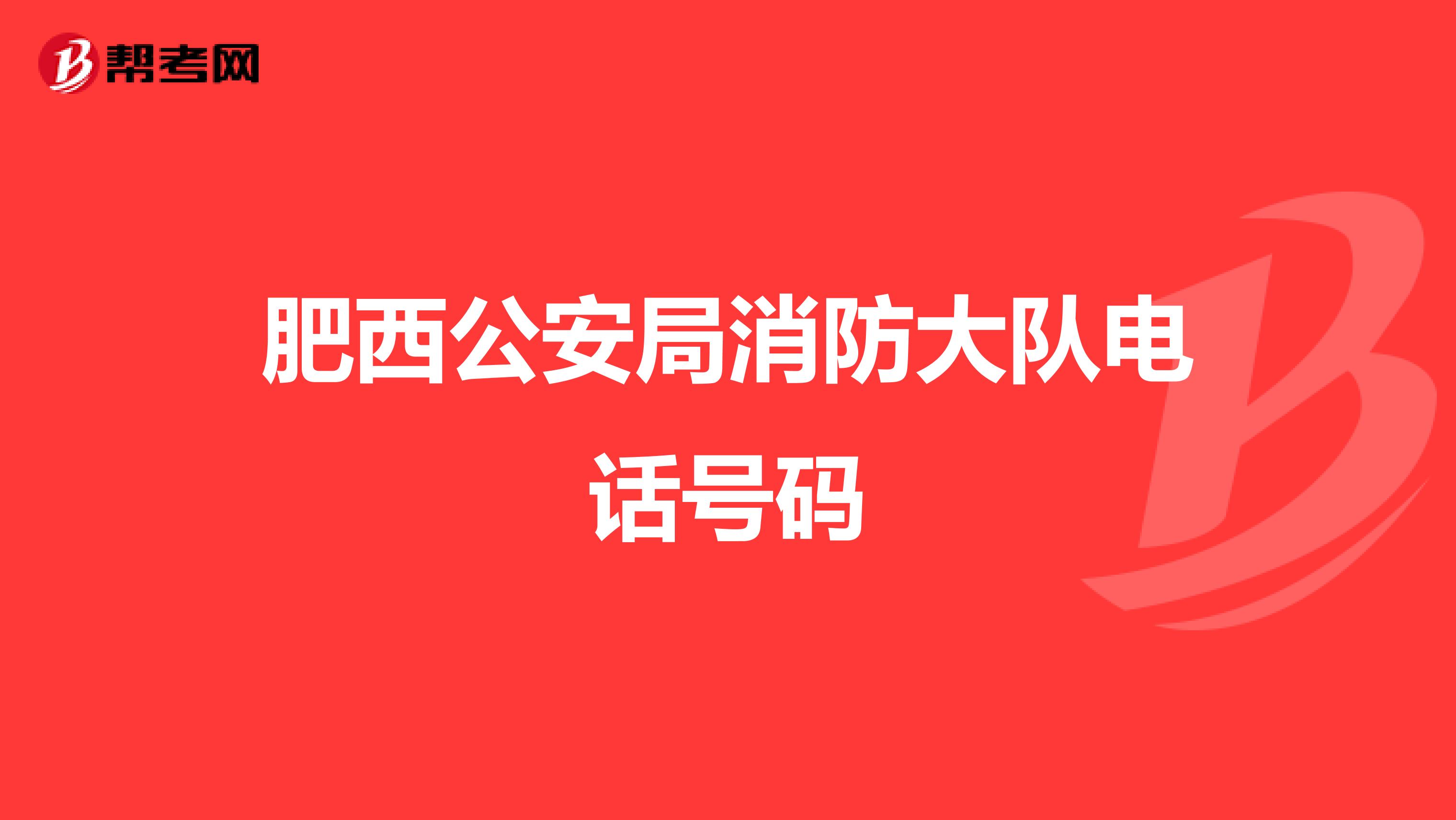 肥西公安局消防大队电话号码
