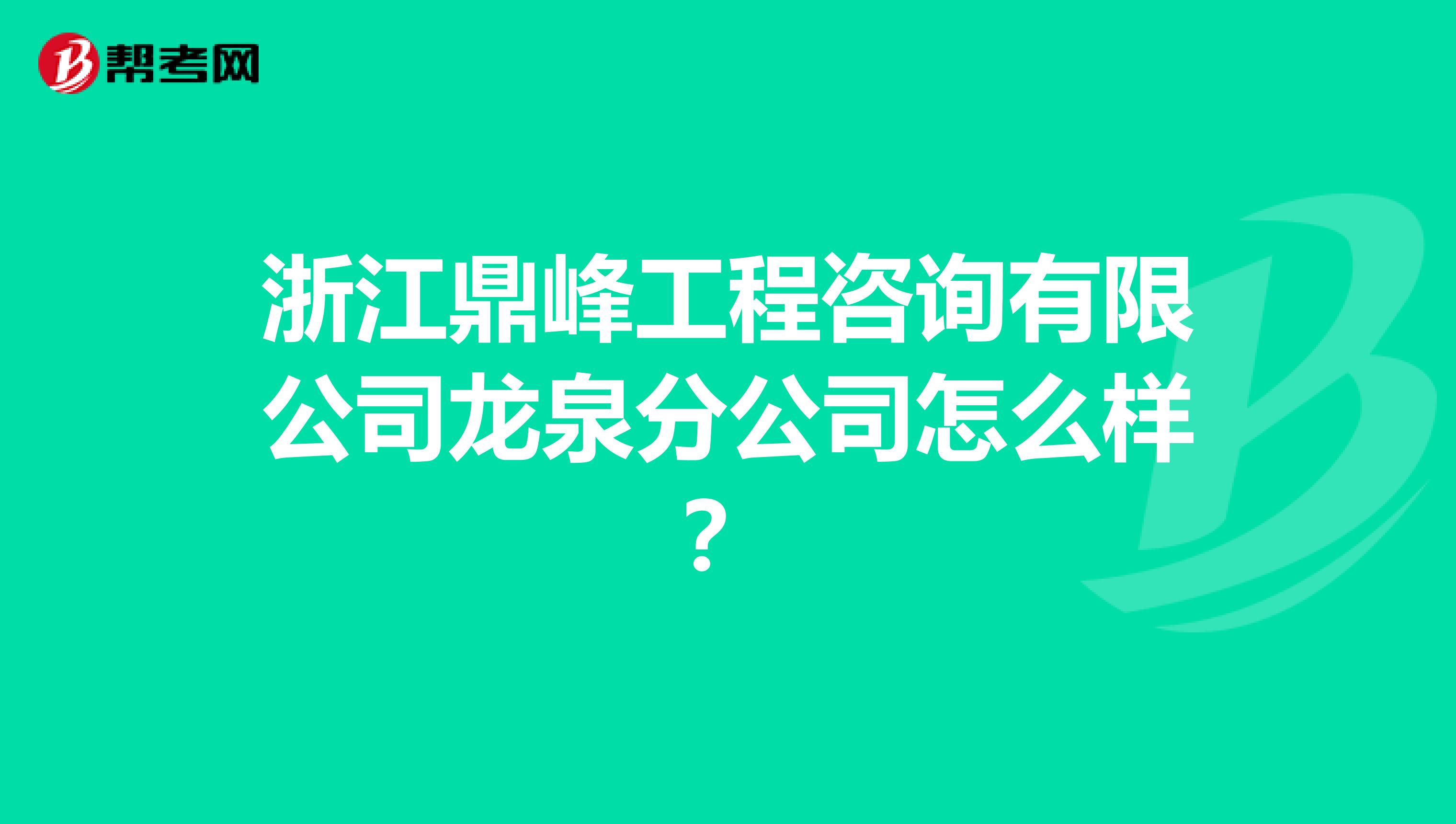 浙江鼎峰工程咨询有限公司龙泉分公司怎么样？