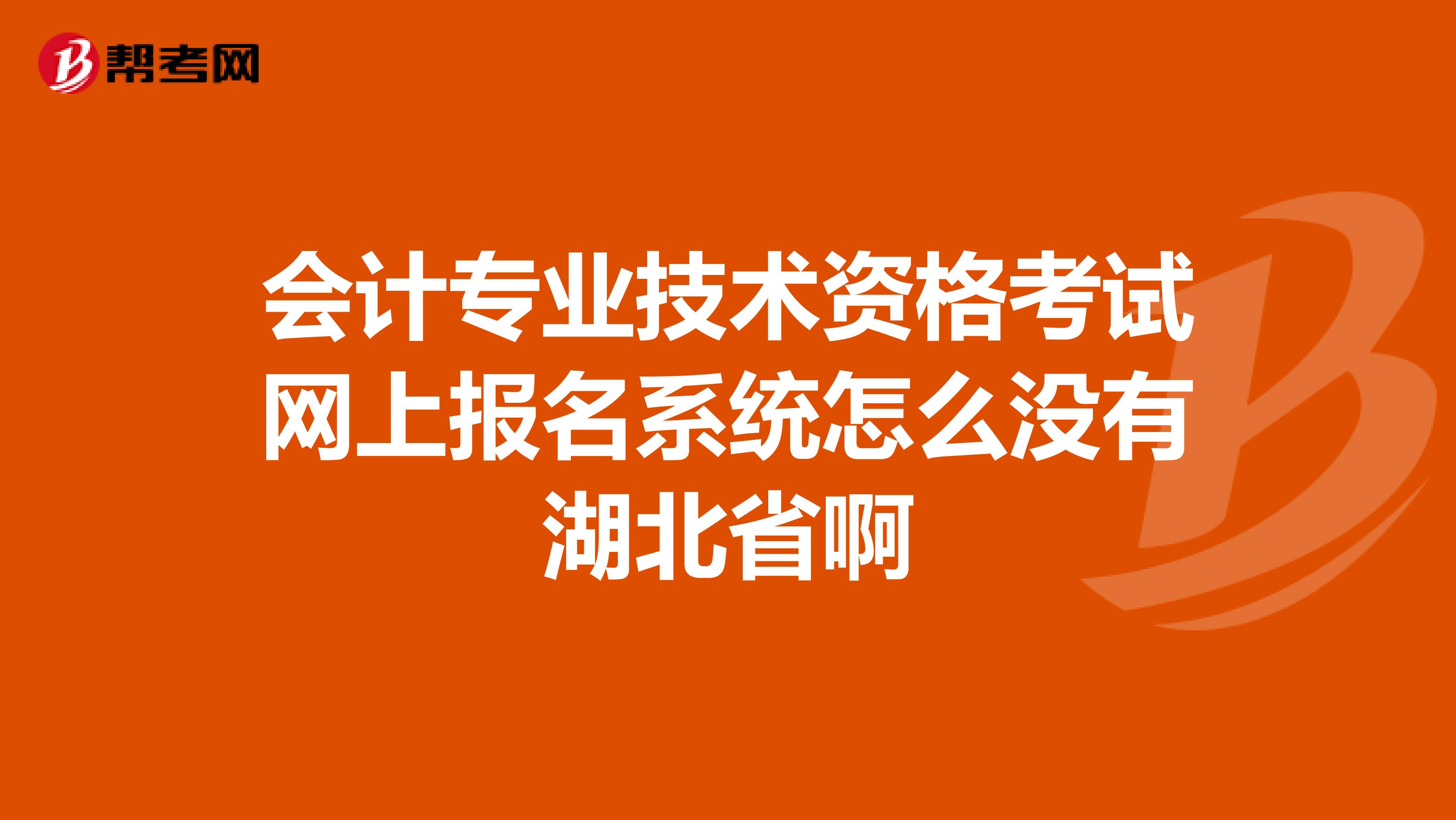 会计专业技术资格考试网上报名系统怎么没有湖北省啊