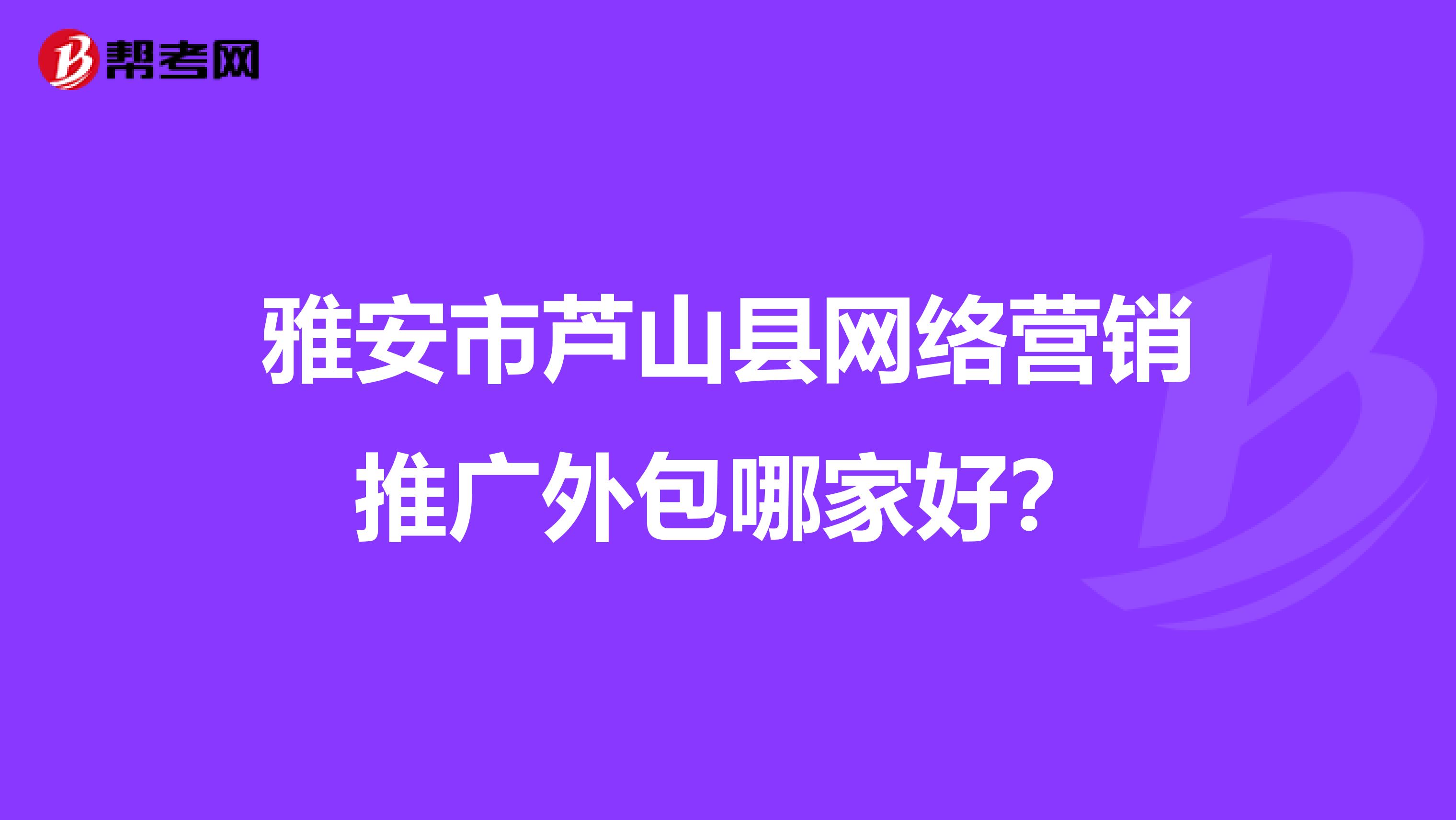 雅安市芦山县网络营销推广外包哪家好？