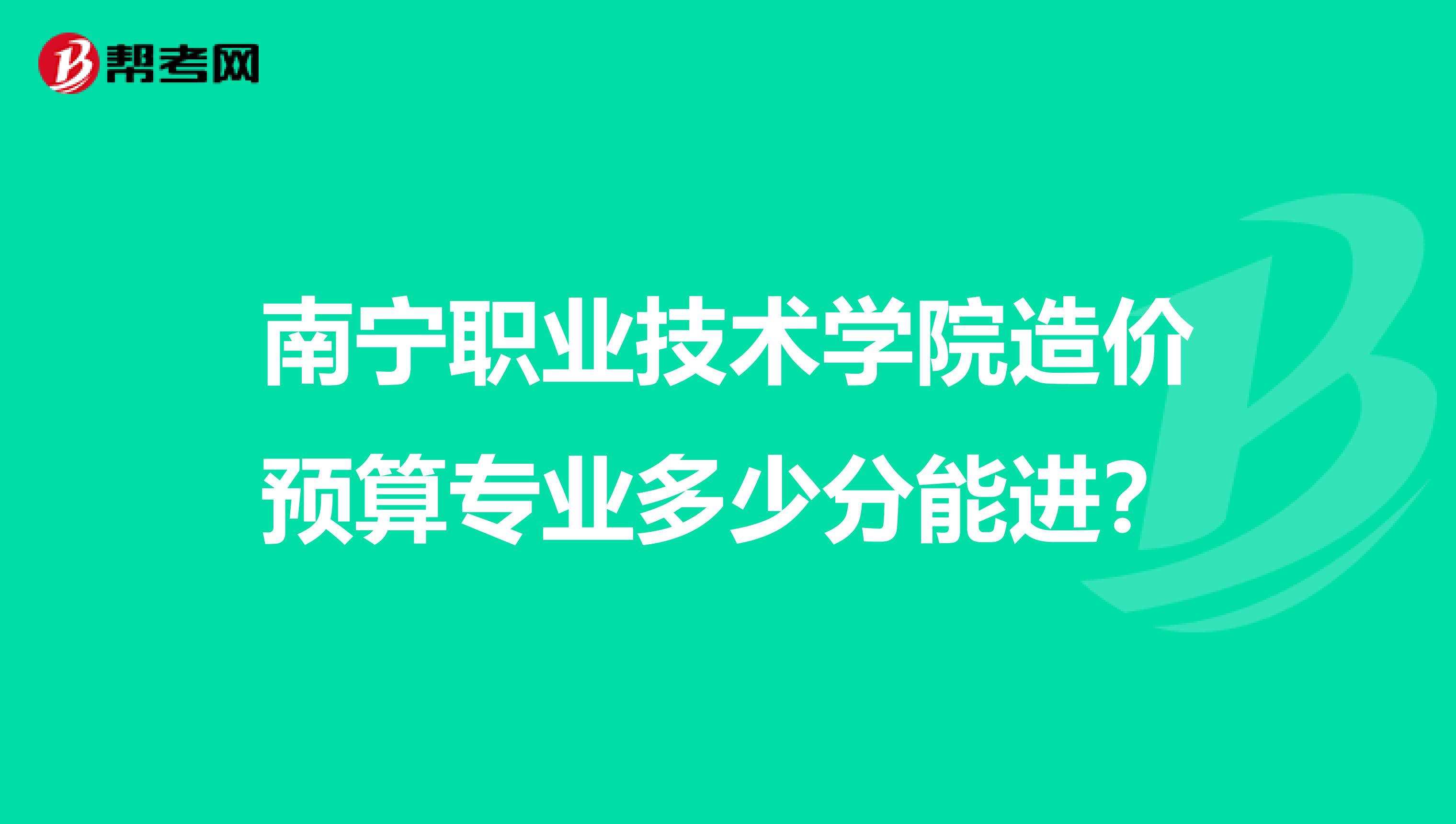 南宁职业技术学院造价预算专业多少分能进?