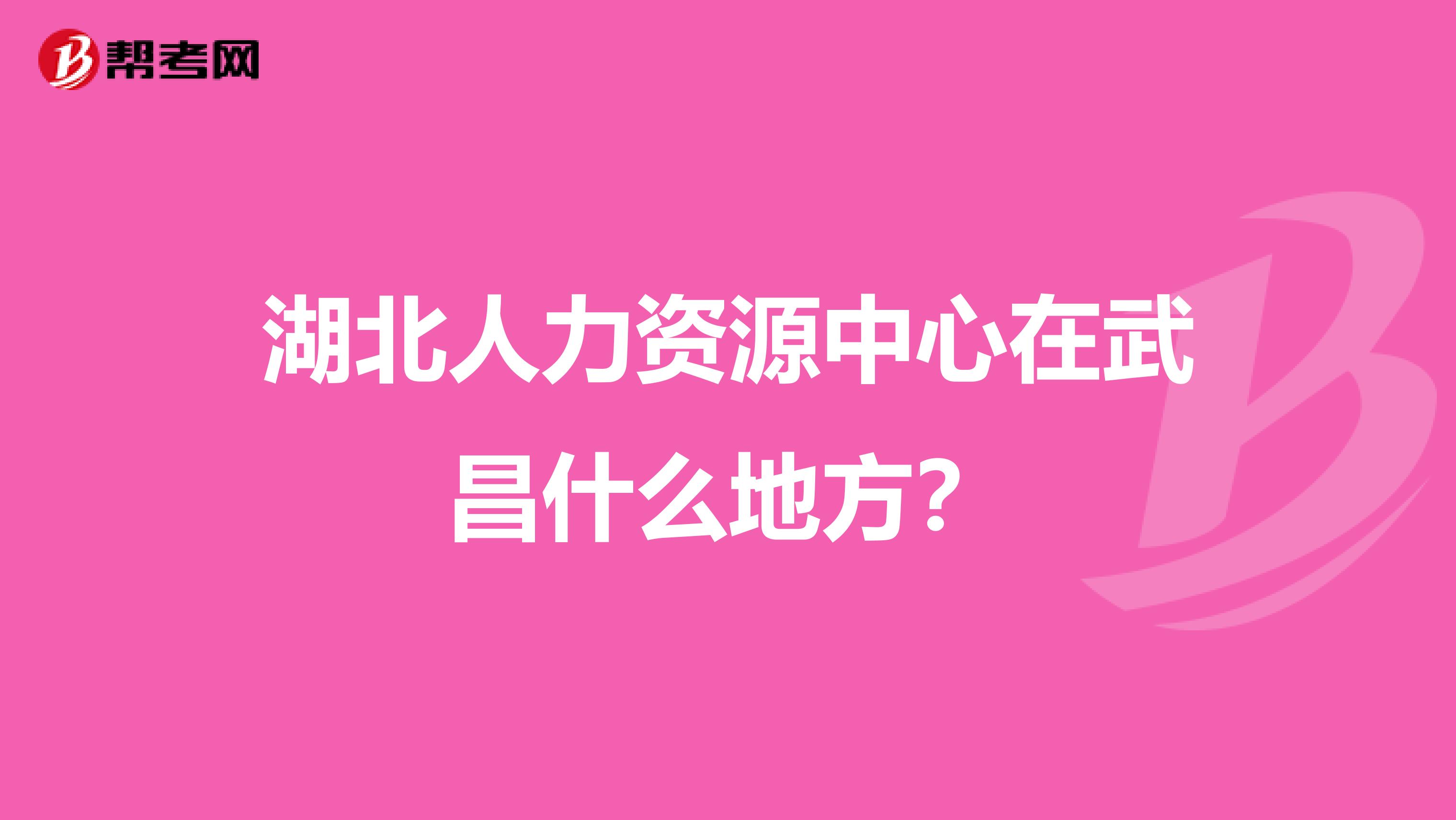 湖北人力资源中心在武昌什么地方?