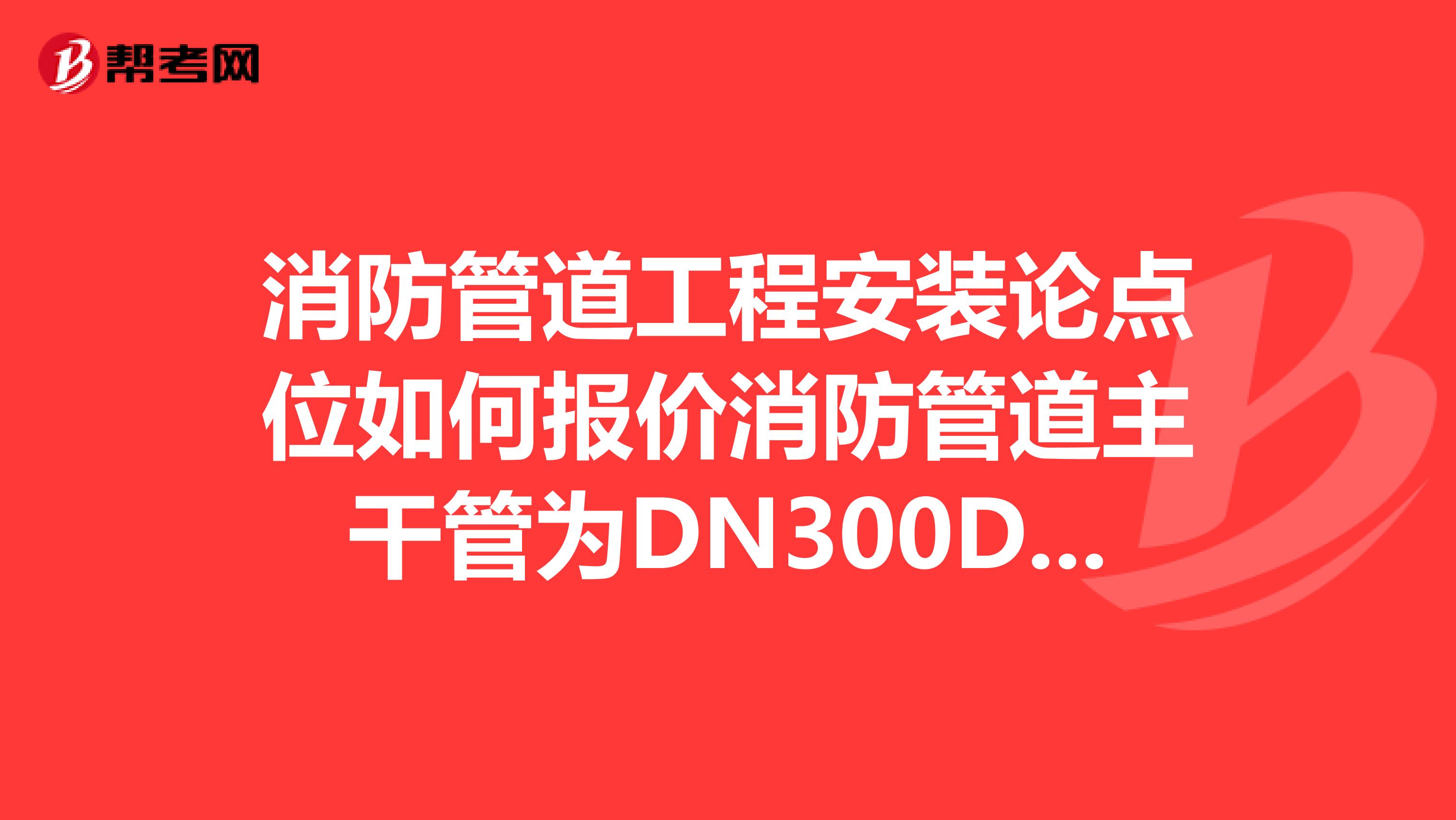 消防管道工程安装论点位如何报价消防管道主干管为DN300DN250DN200。包安装在标准层高