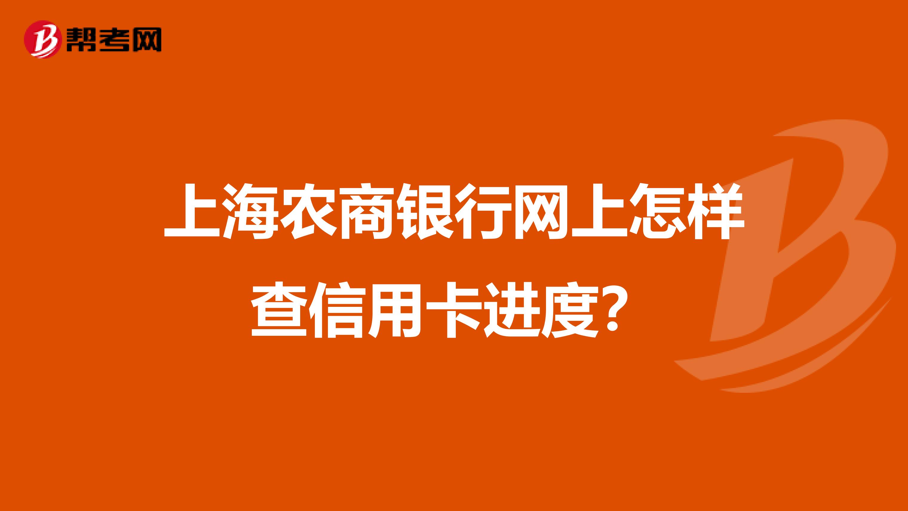 上海农商银行网上怎样查信用卡进度？