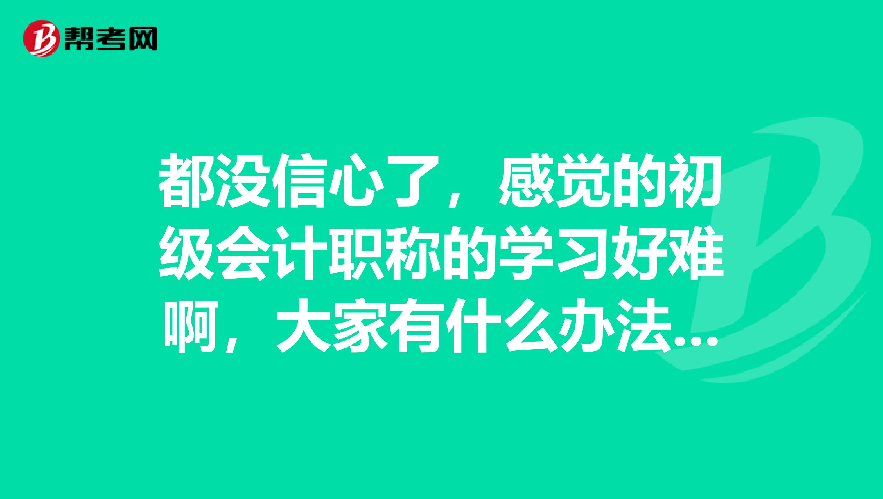 都没信心了,感觉的初级会计职称的学习好难啊,大家有什么办法吗?
